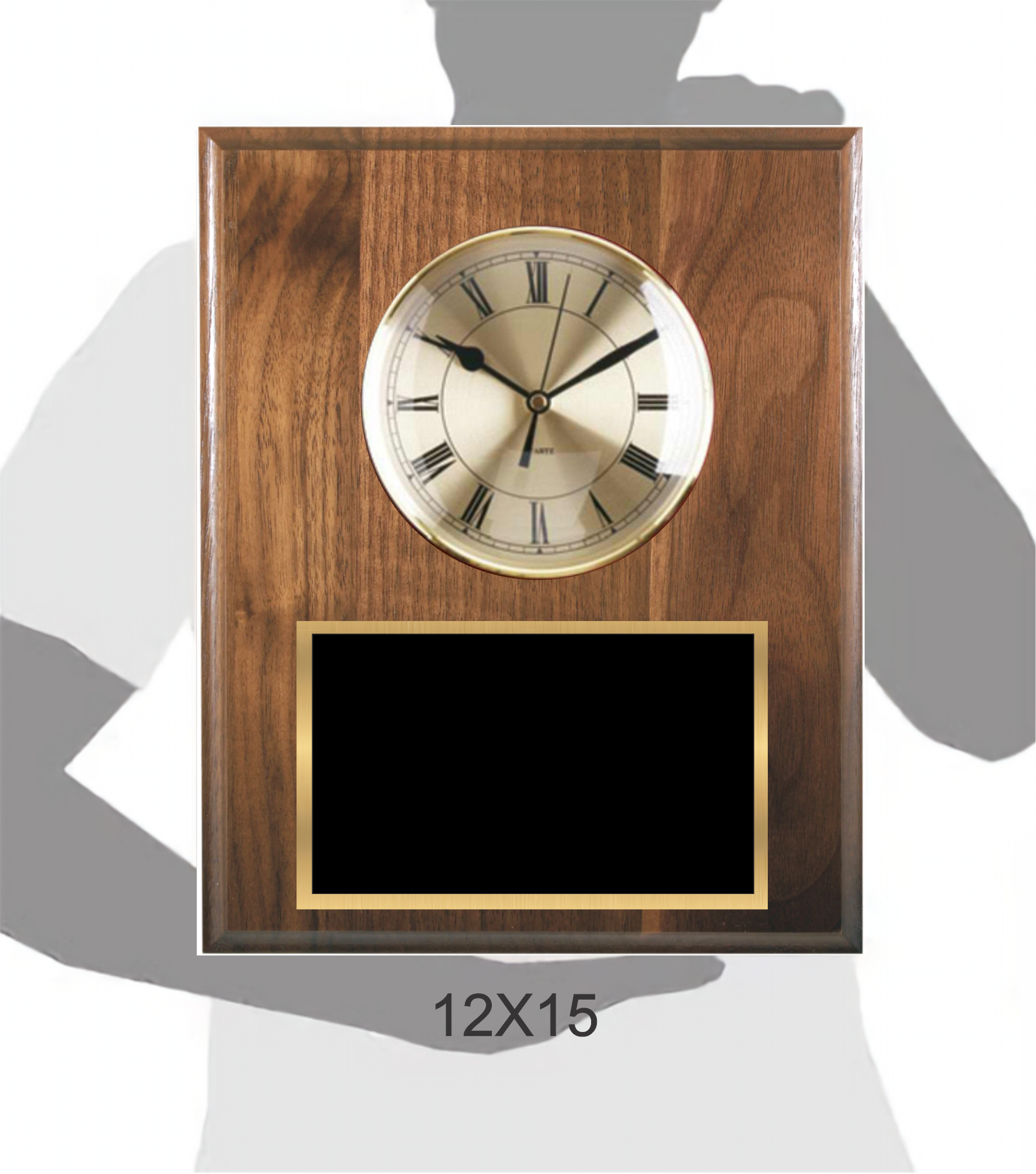 Walnut Finish Executive Clock Plaque 5