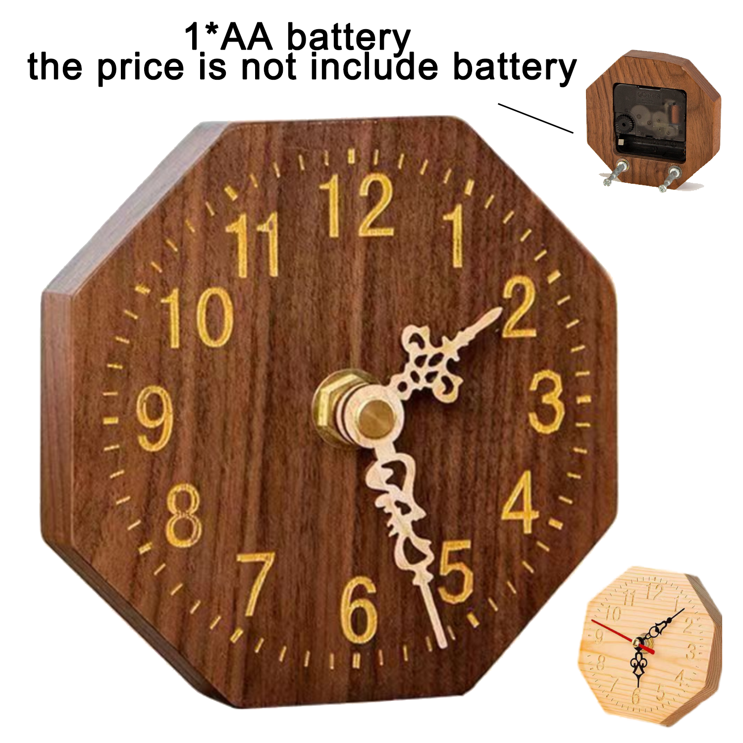 Wood Silent Desktop Decorative Clock 3
