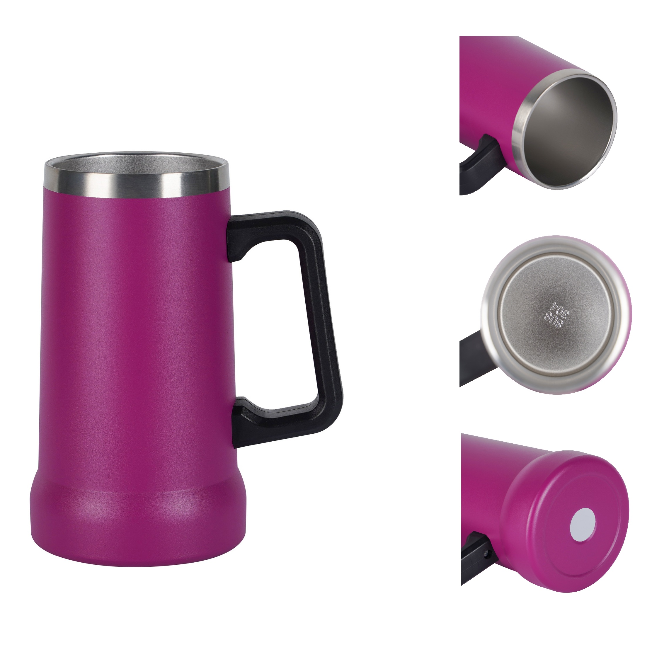 24 oz Stainless Steel Insulated Big Grip Beer Stein Mug 11