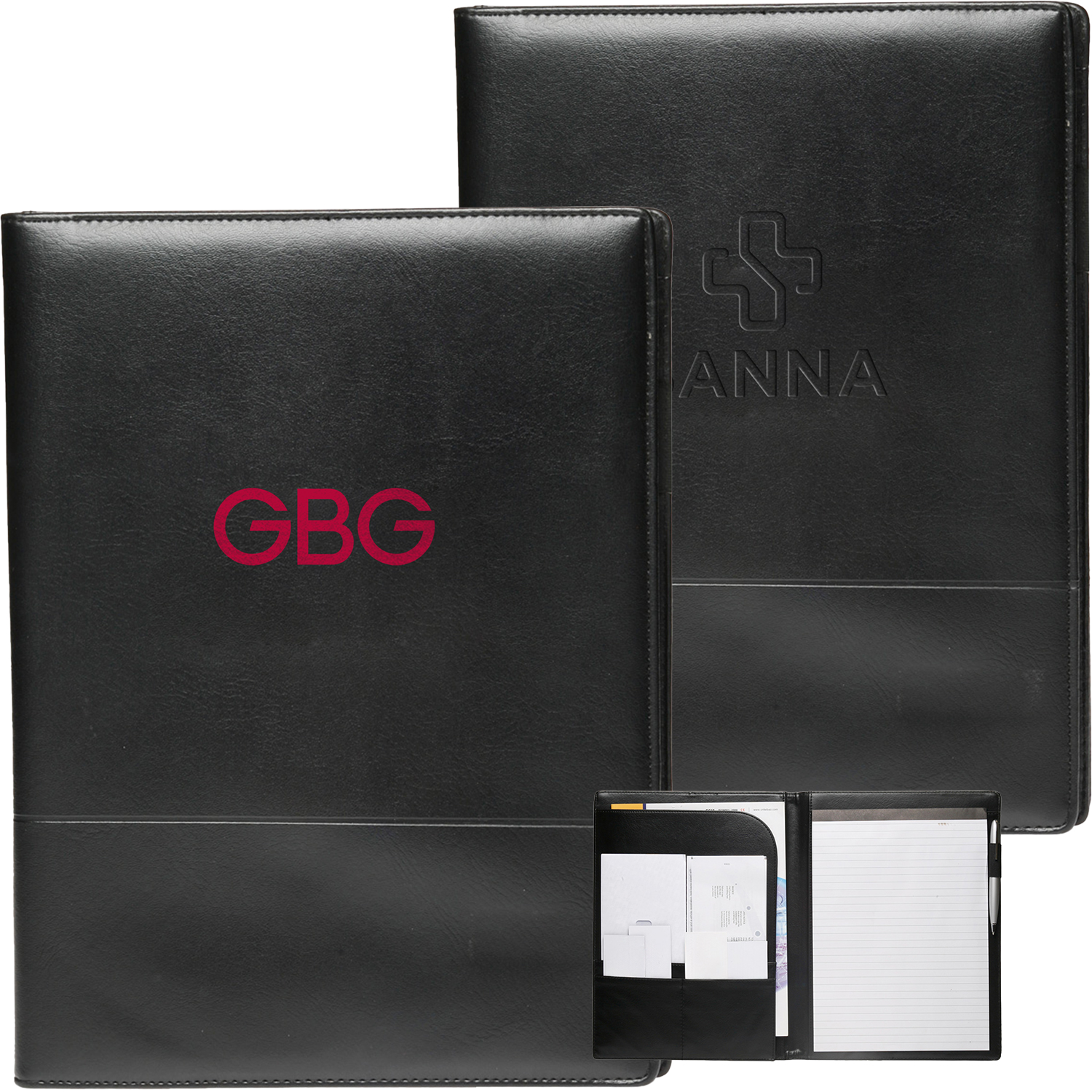 Executive Black Stitched Leather Portfolios 2