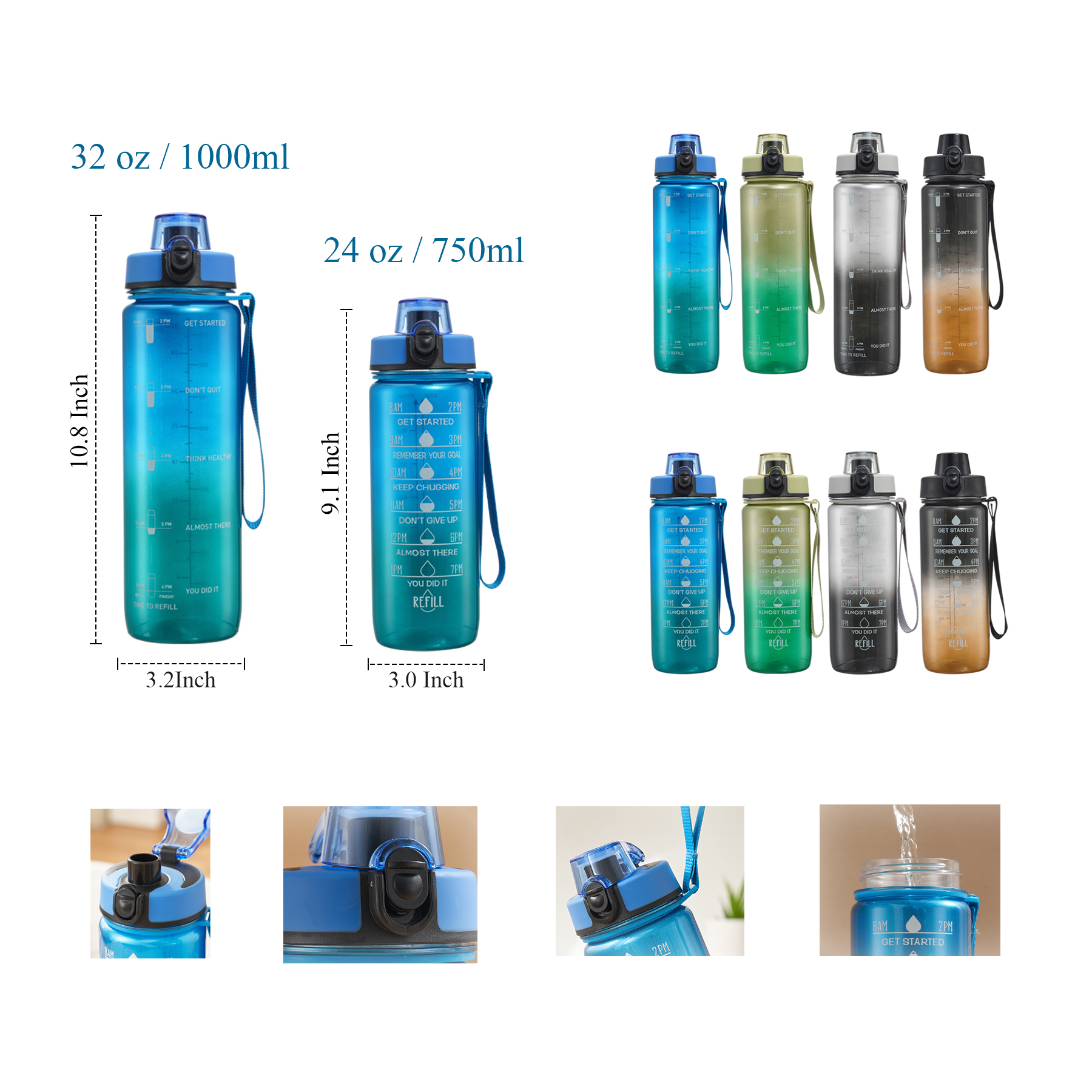 32 oz 24 oz Water Bottle With Measurement 5