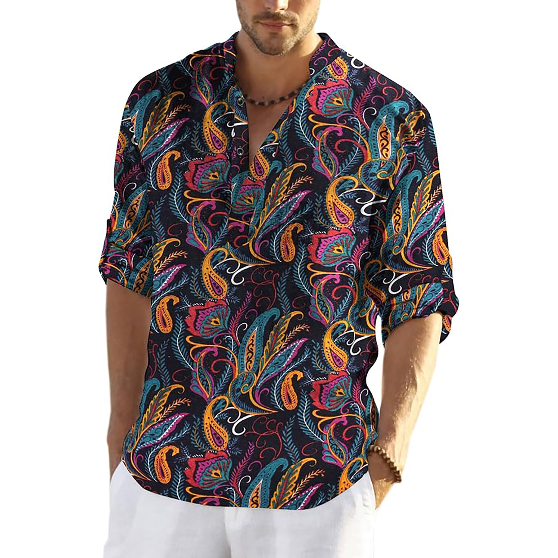 Casual Henley Collar Shirt 29