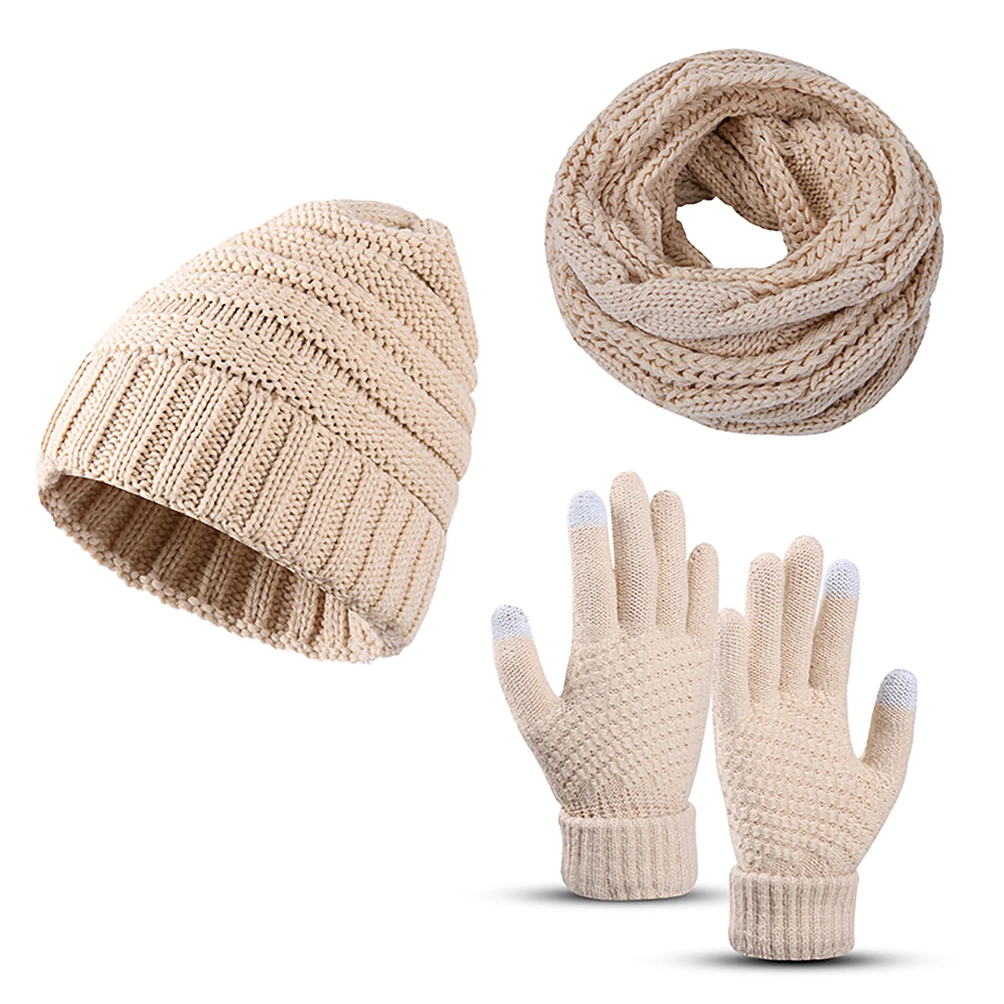 Imitation Cashmere Hat Scarf and Gloves Trio MOQ 50PCS 3