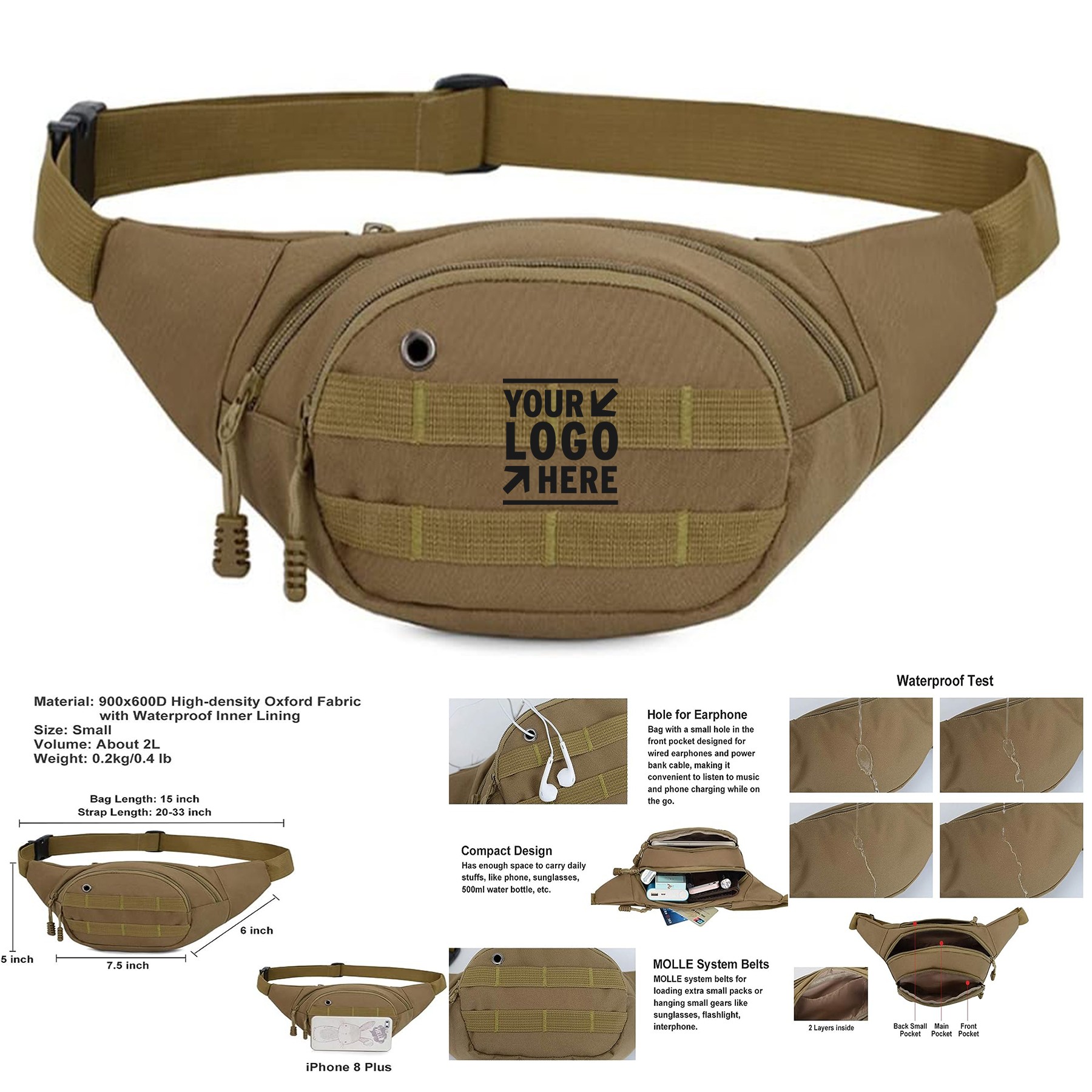 Tactical Waist Bag Nylon Oxford Utility Multipurpose EDC Crossbody Sling Pack Chest Daypack 2
