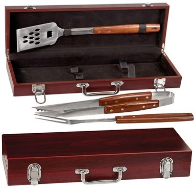 3 Piece Rosewood BBQ Set in Rosewood finish Case 1