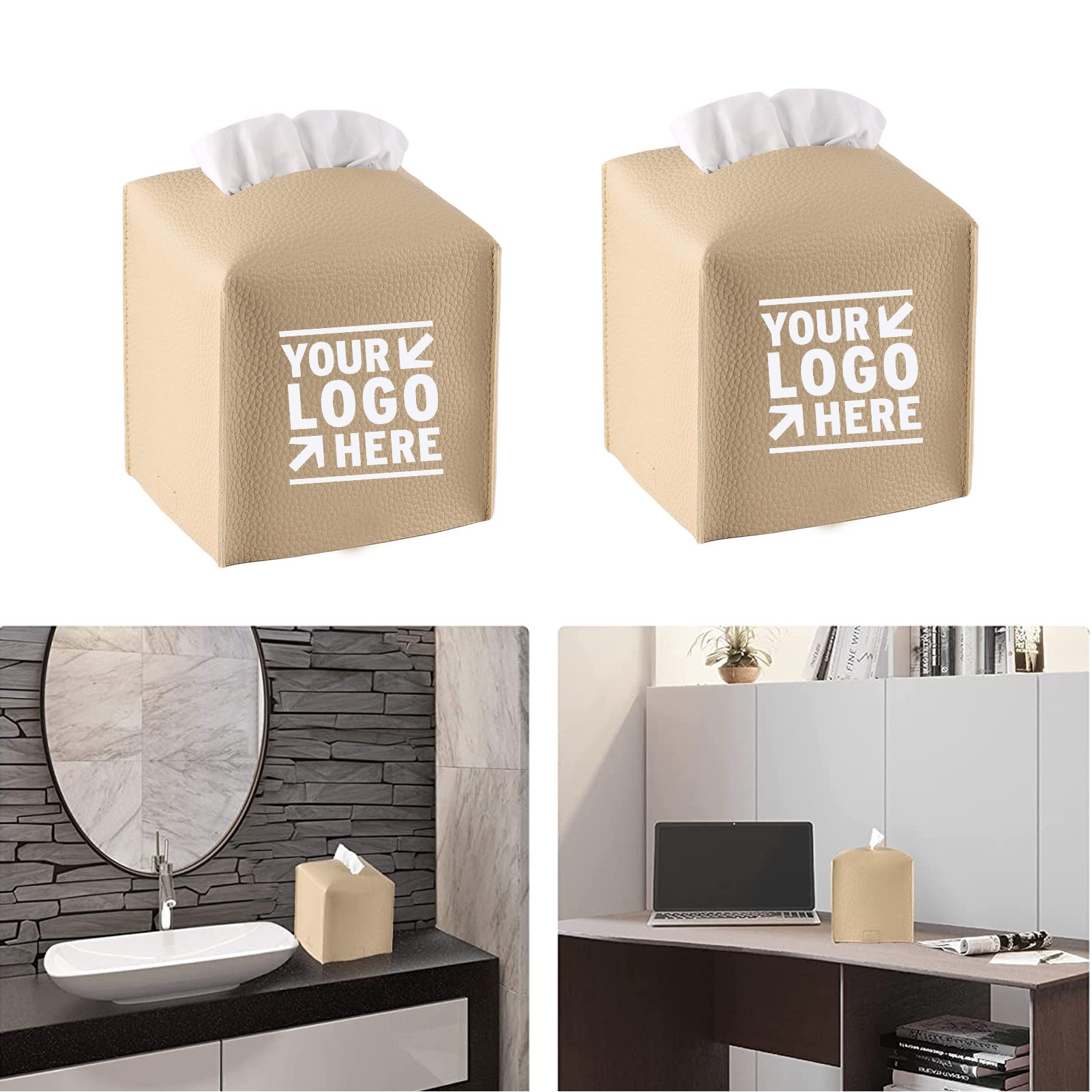 Square PU Leather Tissue Box Holder 2