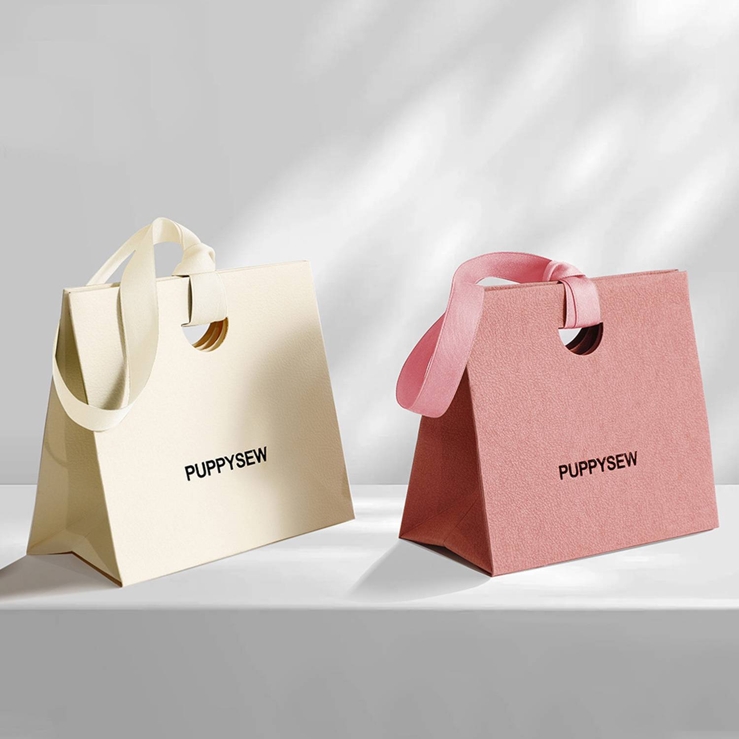 Colorful Paper Gift Tote Bags W/ Handheld Ribbon 5