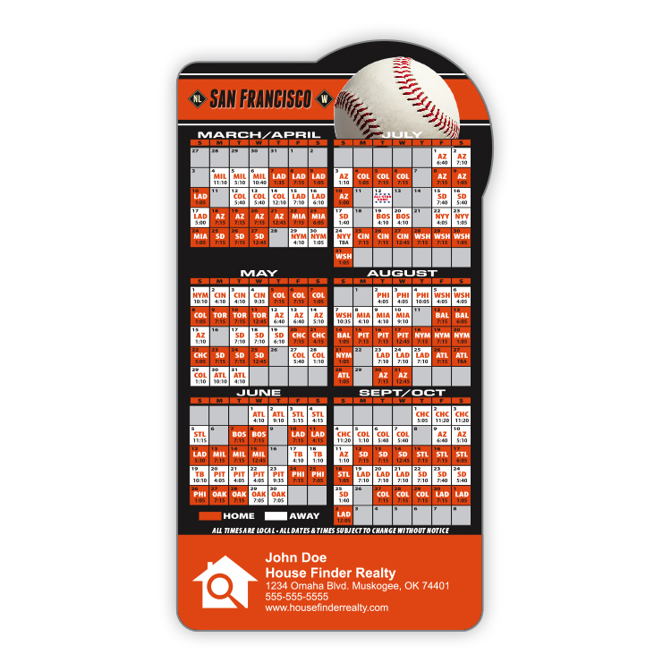 Magnet Sport Schedules - Baseball Shape (3.875x7.25) - 20 mil. 3