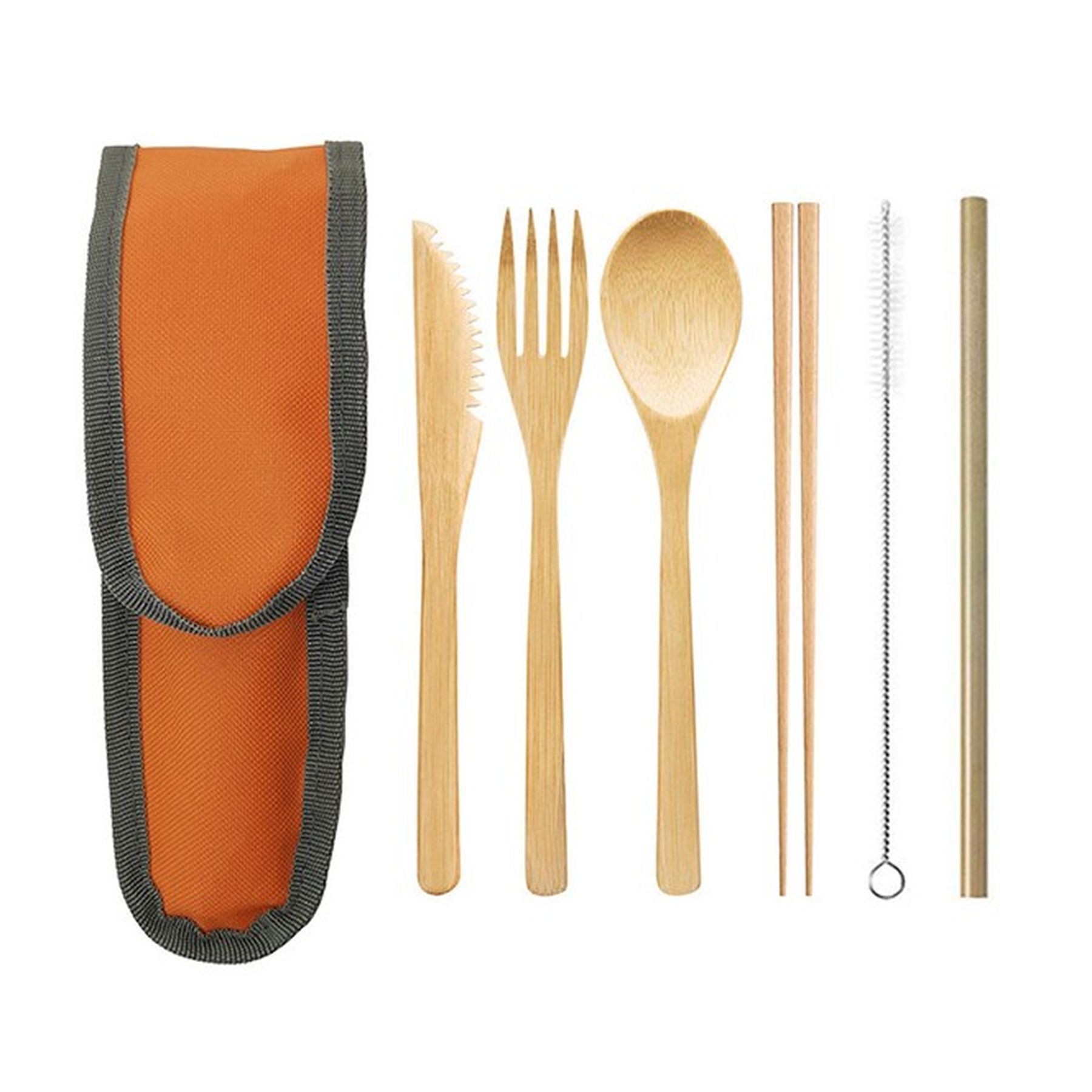 Travel Bamboo Cutlery Set Organic Utensils With Case 6