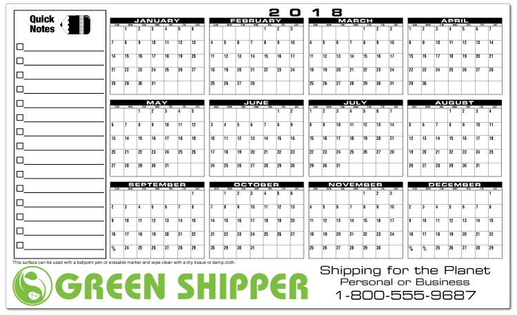Premium Plastic Write-on/ Wipe-off Year-at-a-Glance Calendar (Horizontal) 2
