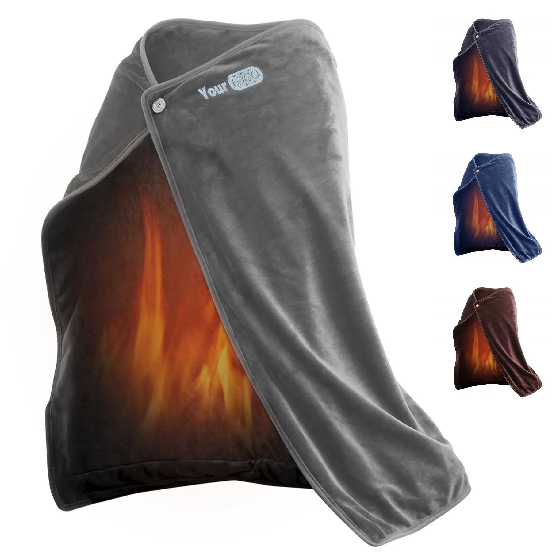 Flannel Electric Heated Wearable Blanket Wrap Shawl 8