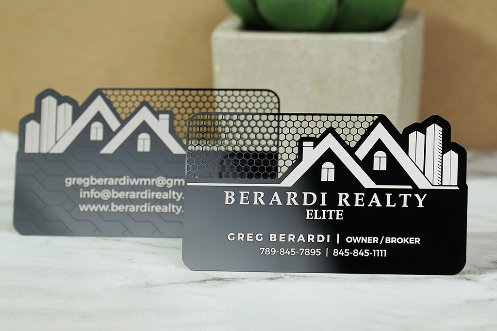 Mirror Black Metal Business Cards 2