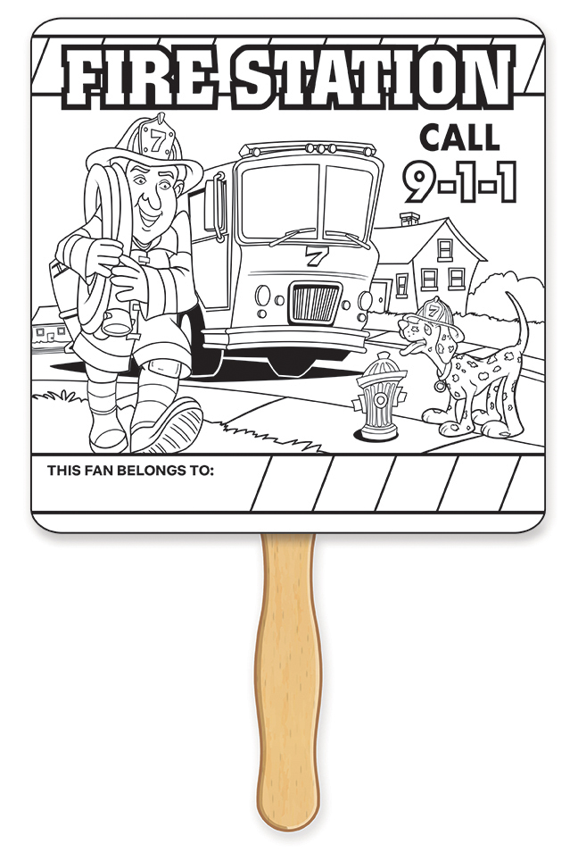 HAND FANS - Fire Safety Coloring Hand Fan 3
