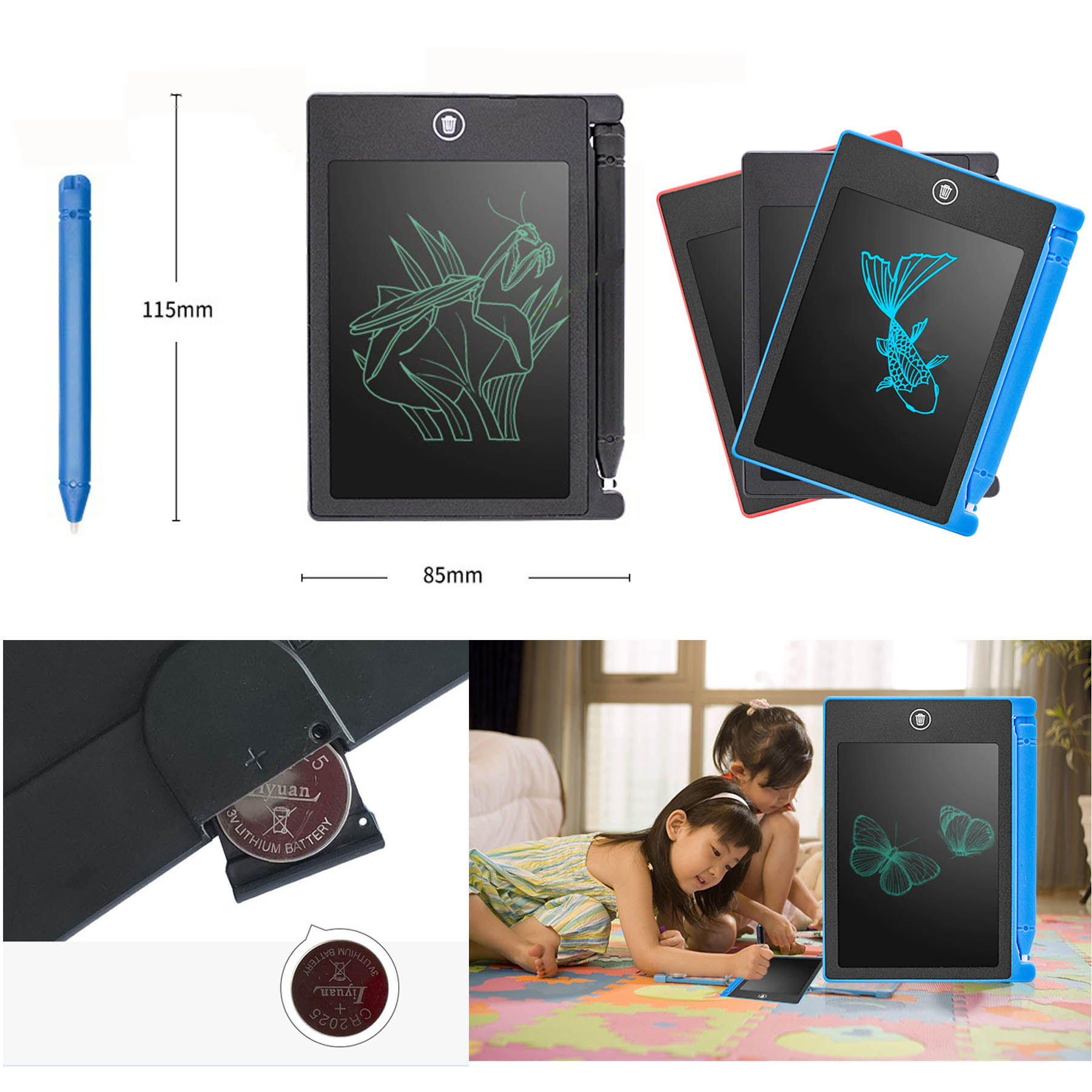 LCD Screen Writing Tablet Erasable Notepad Digital Writing Color Board 2