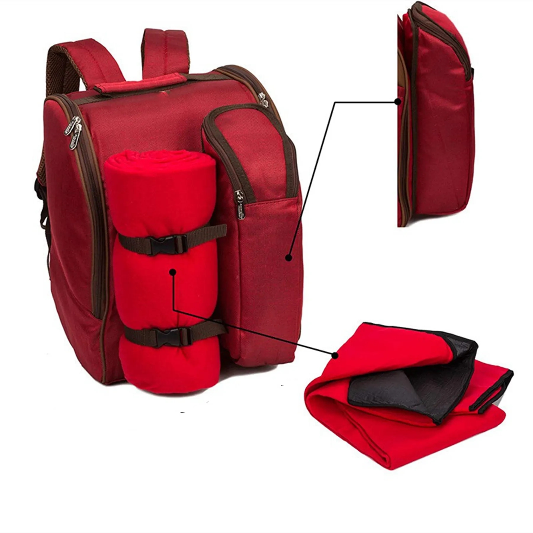 2 Person picnic cooler backpack bag with blanket 1