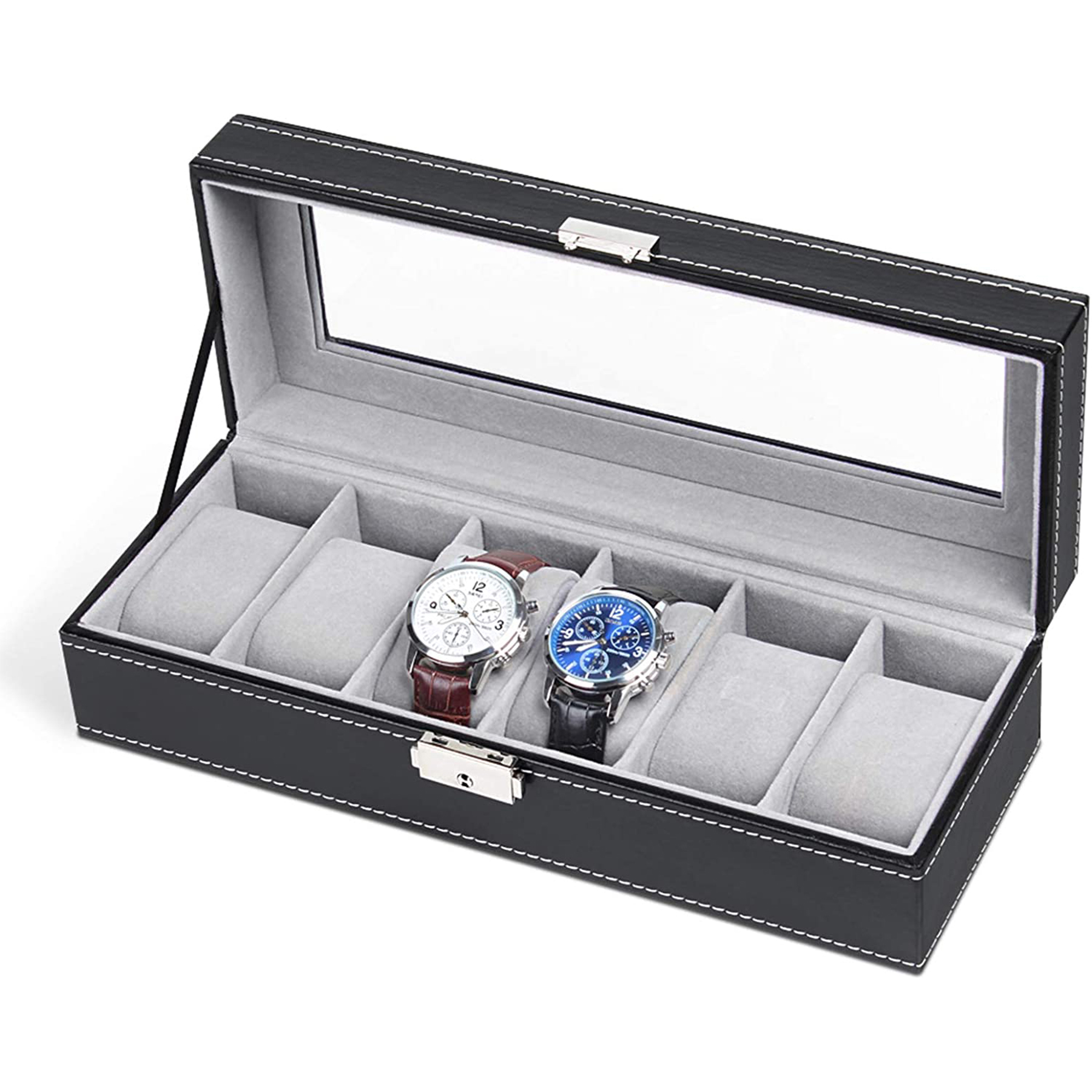 6 Slot Leather Watch Box