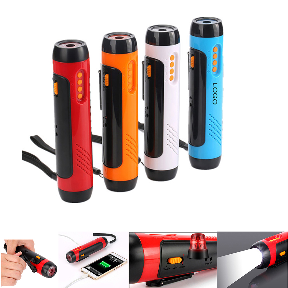 Outdoor Hand-Powered Radio Flashlight W/USB Charging & Alarm 2