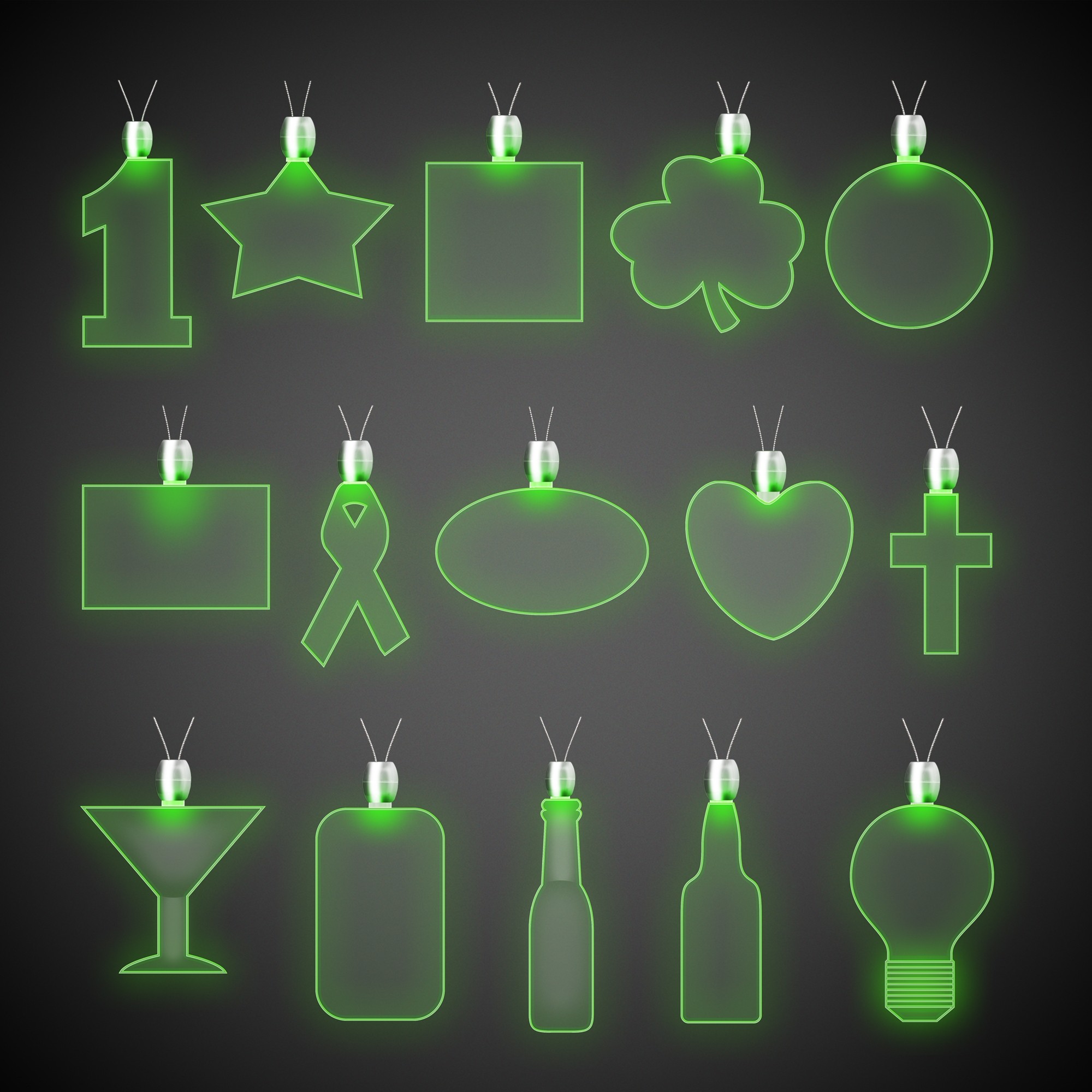 Rectangle Green Light-Up Acrylic Pendant Necklace 4