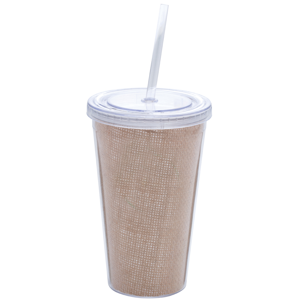 16 Oz. Burlap Acrylic Cup w/Burlap Insert 3