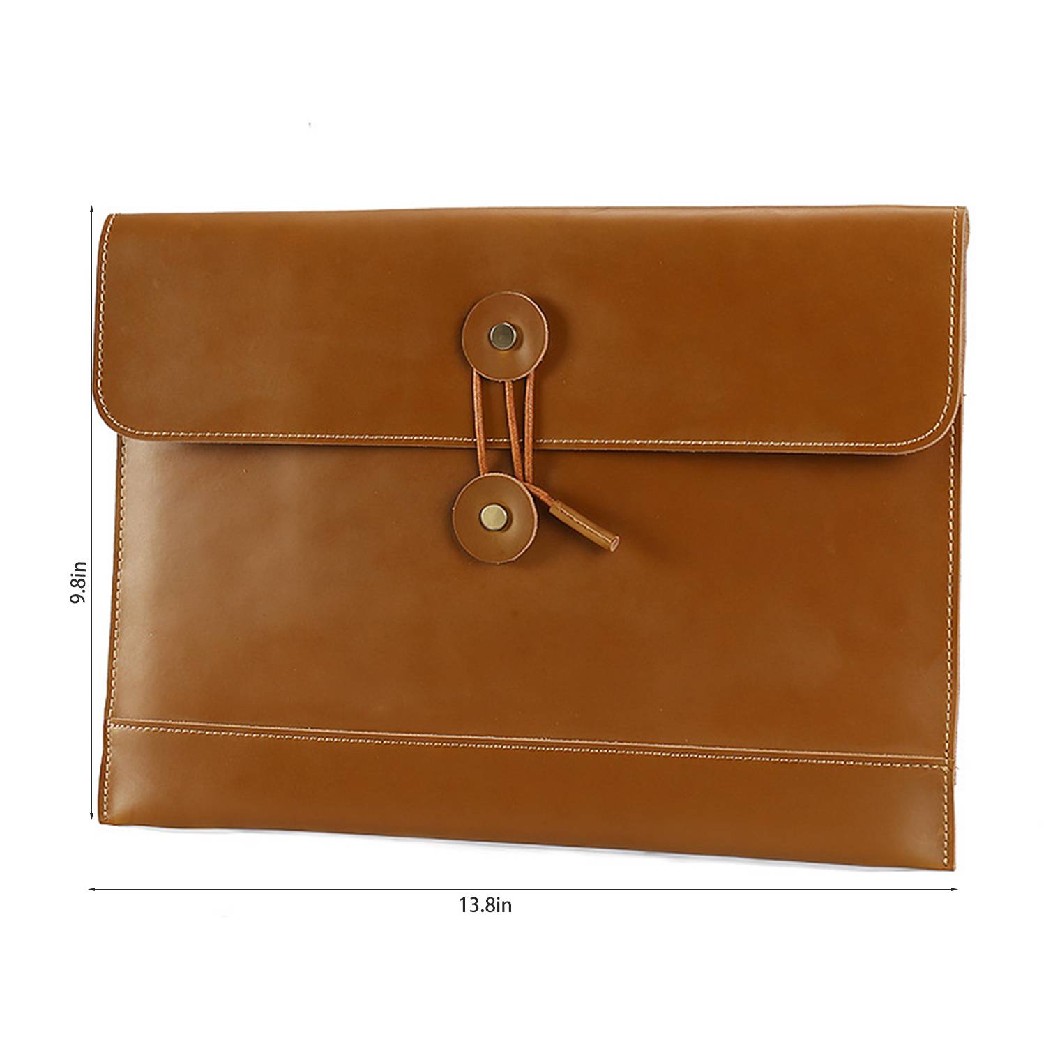 13 Inch String Tie Closure Cowhide Leather Document Bag 5