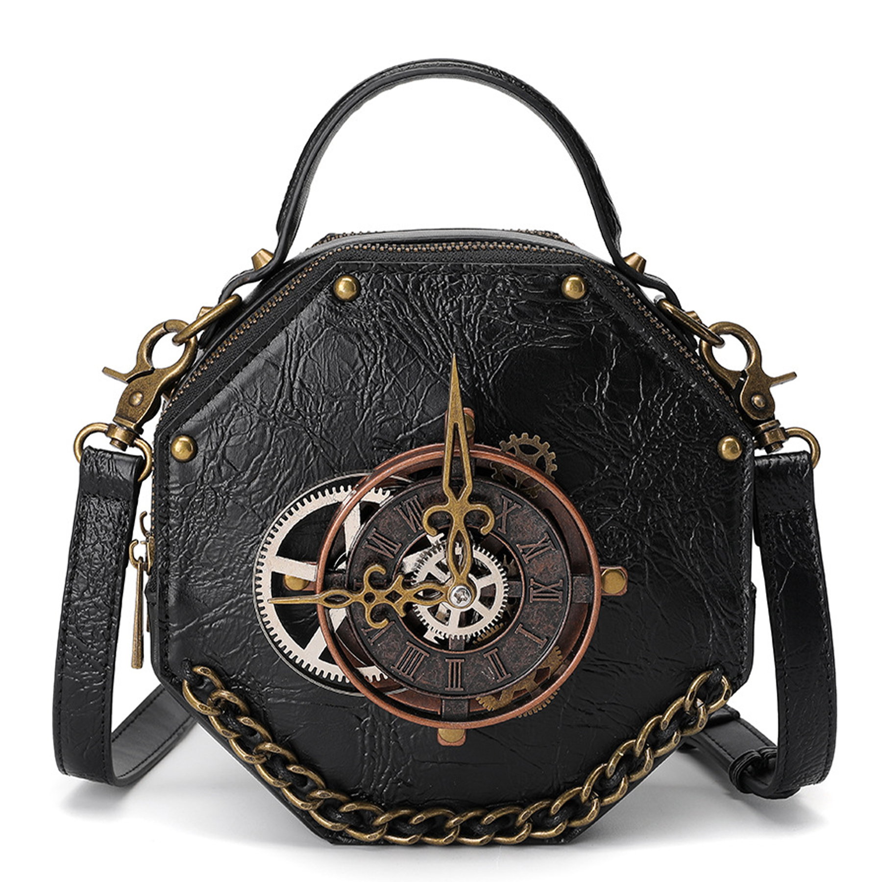 PU Punk industrial vintage style women's shoulder bag 5