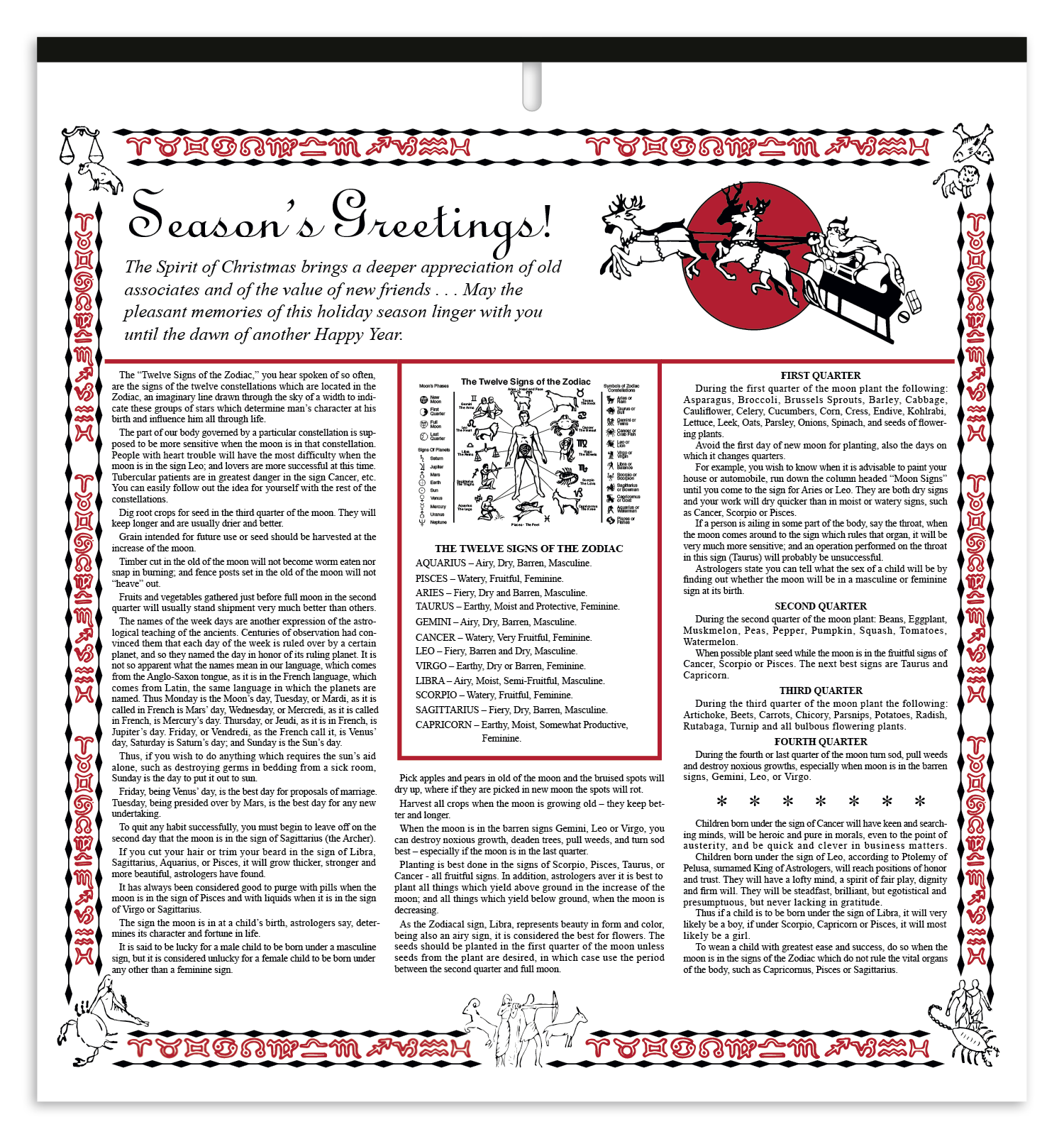 Skinner & Kennedy® Almanac Calendar 13