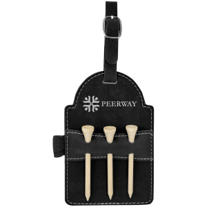 5" X 3 1/4" Laserable Leatherette Golf Bag Tag With 3 Wooden Tees 8