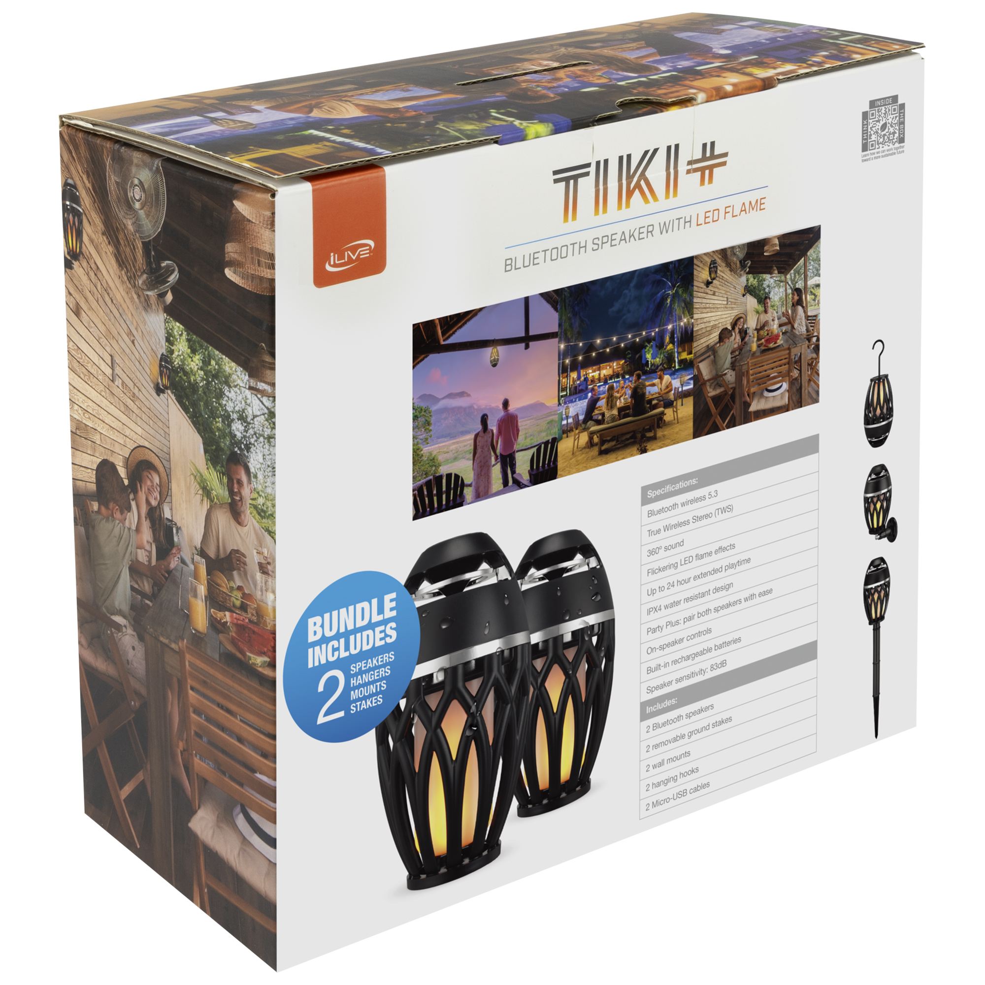 iLive™ Tiki & Bluetooth Speakers with LED Flame 18
