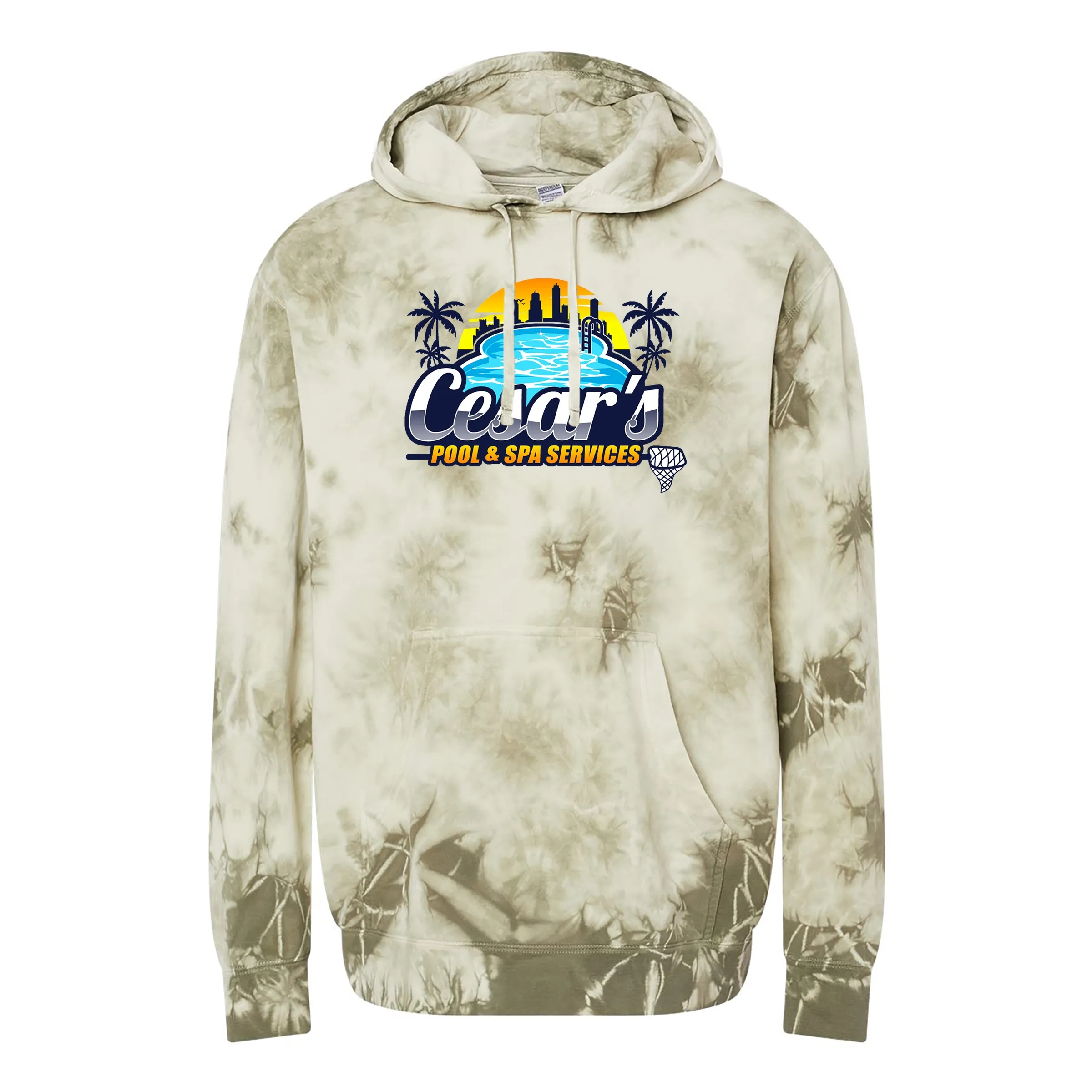 Unisex Midweight Pigment Tie Dyed Hooded Pullover 11