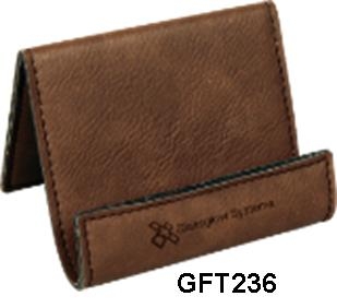 Custom Laser Engraved Leatherette Dark Brown Holder 2