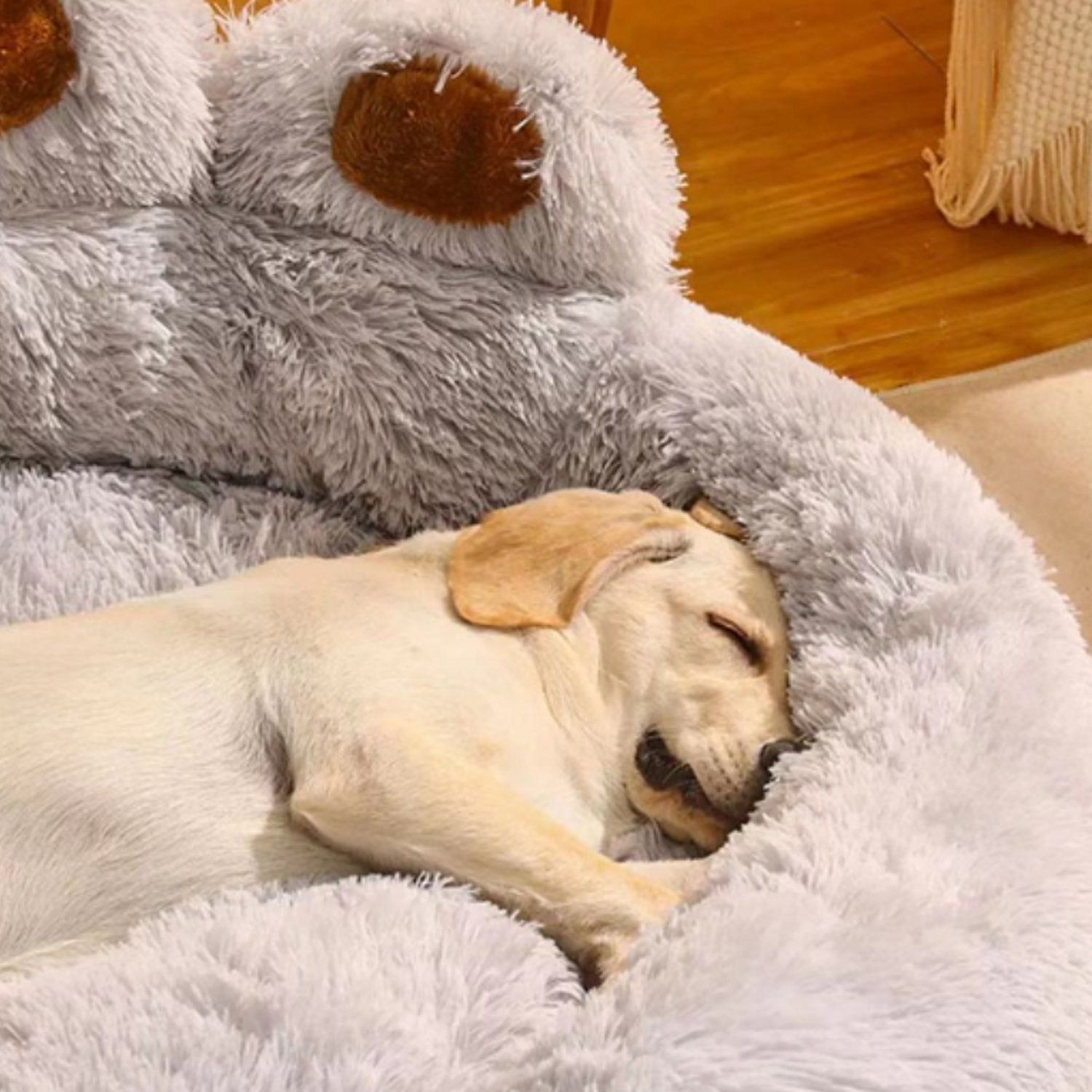 Paw Shape Long Plush Seasons Warm Cozy Pet Cat Dog Bed 14