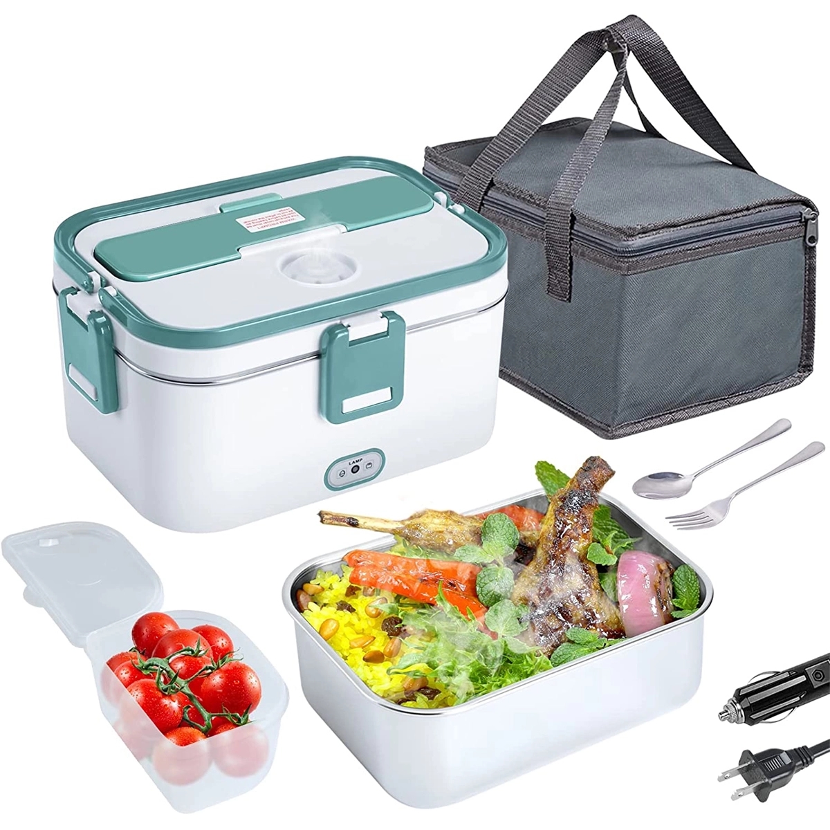 Electric Lunch Box Portable Food Warmer Heater W/ Carry Bag 1
