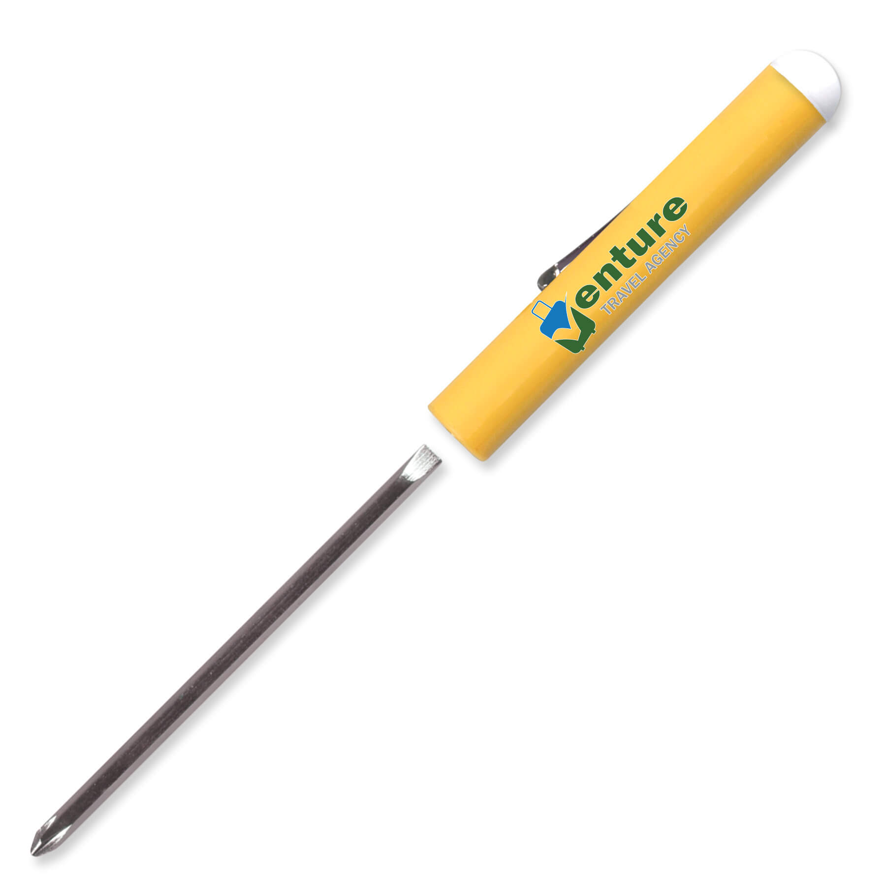 Pocket Screwdriver - Rev 1/8" Flat Tip #0 Phillips Blade w/Button Top 9