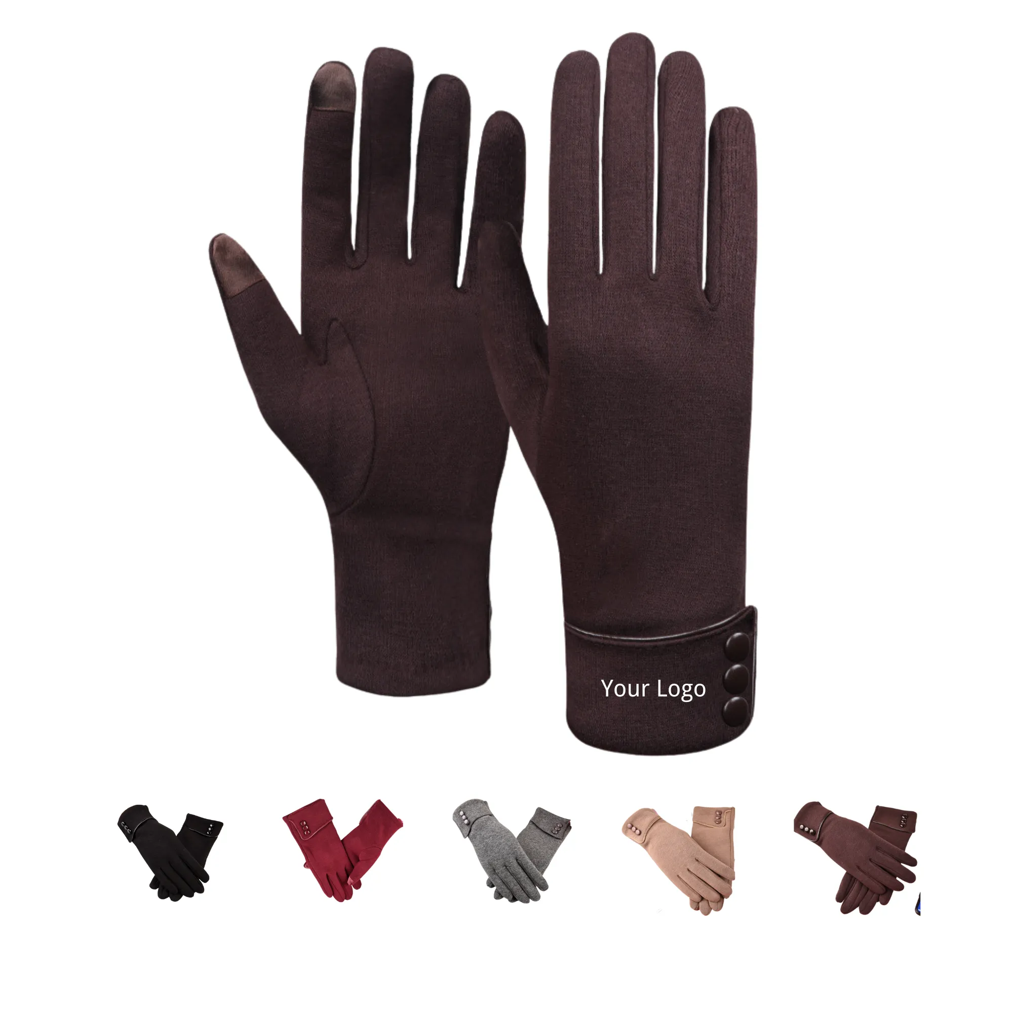 Winter Fleece-Lined Three-Button Flip-Top Thermal Gloves 5