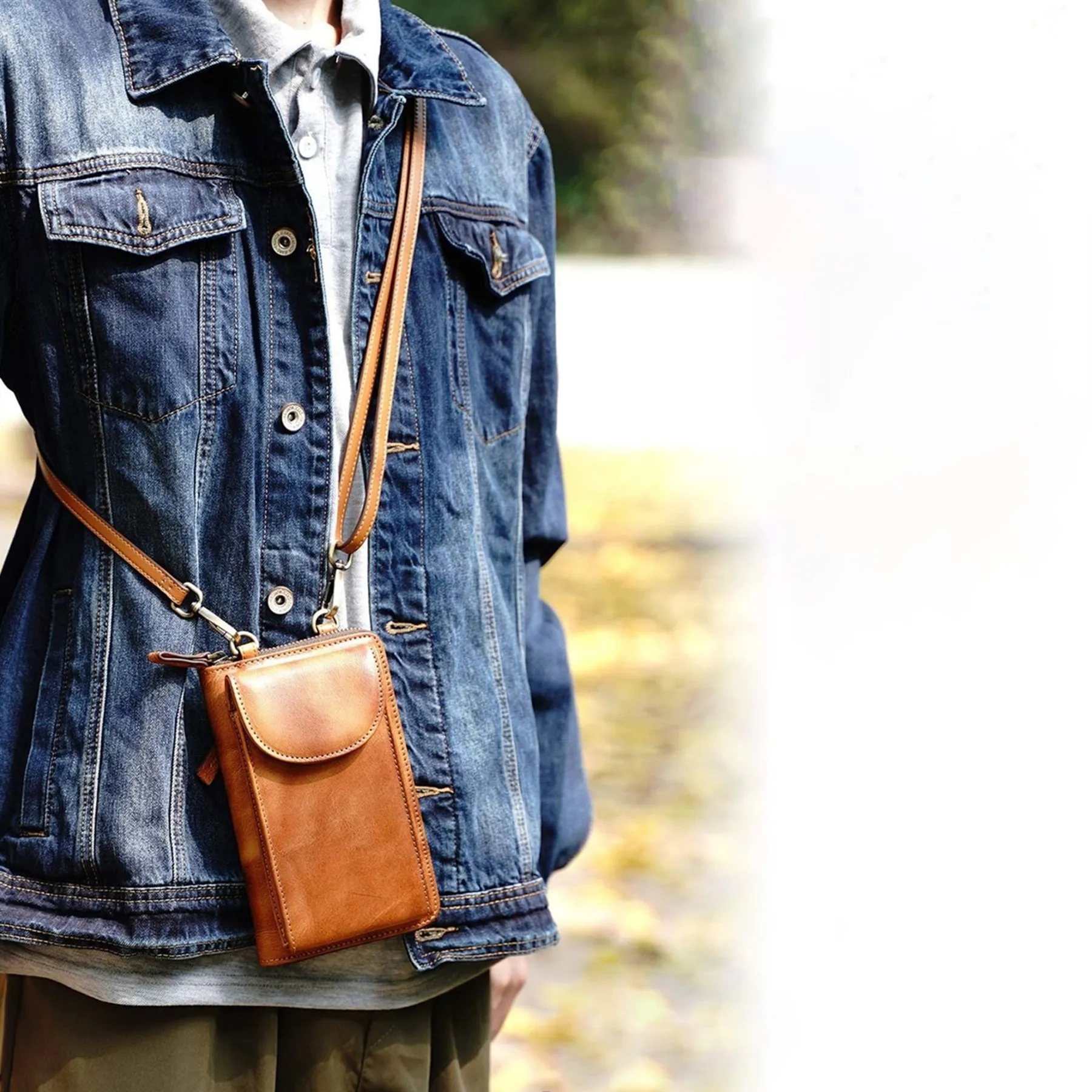 Leather buckle zipper multifunctional shoulder bag 3
