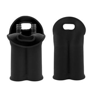 Neoprene Dual Color 2 Bottle Wine Bag With Cutout Handles 4