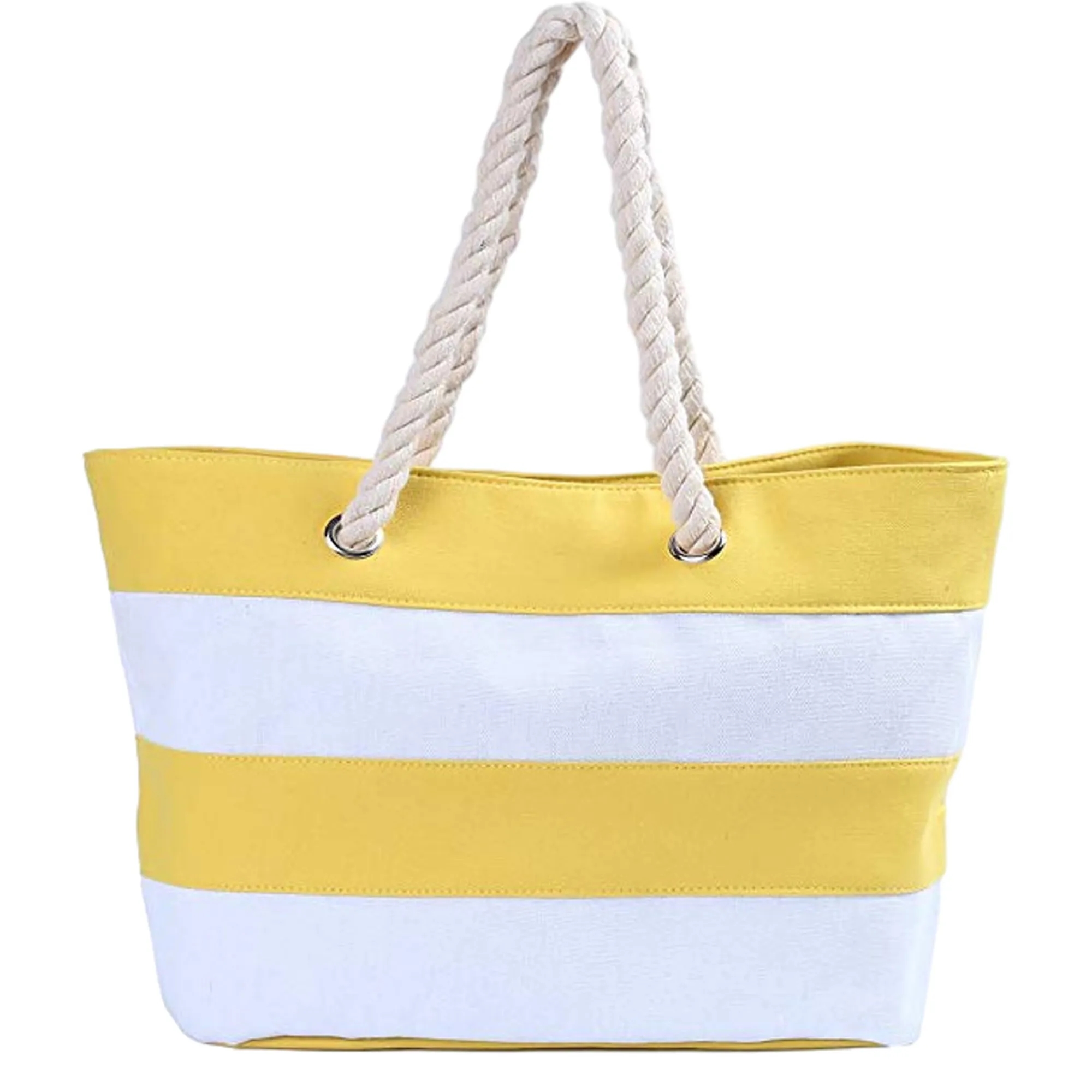 High-End Striped Canvas Tote Bag With Drawstring Handles 2