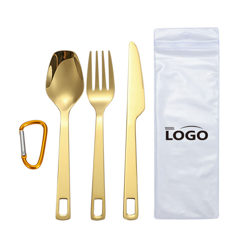 Stainless Steel Travel Cutlery Set with Carabiner Clip 5