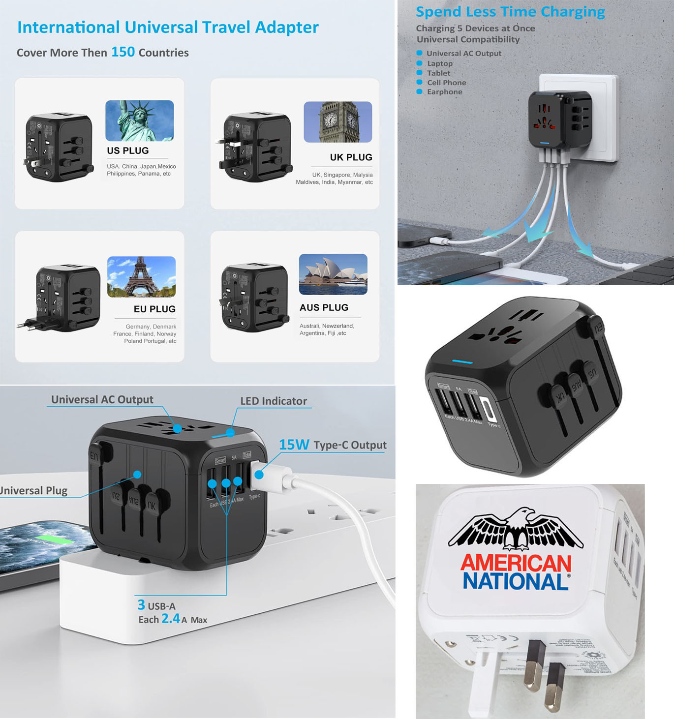 iBank ® Universal Travel Adapter, International Power Adapter 3
