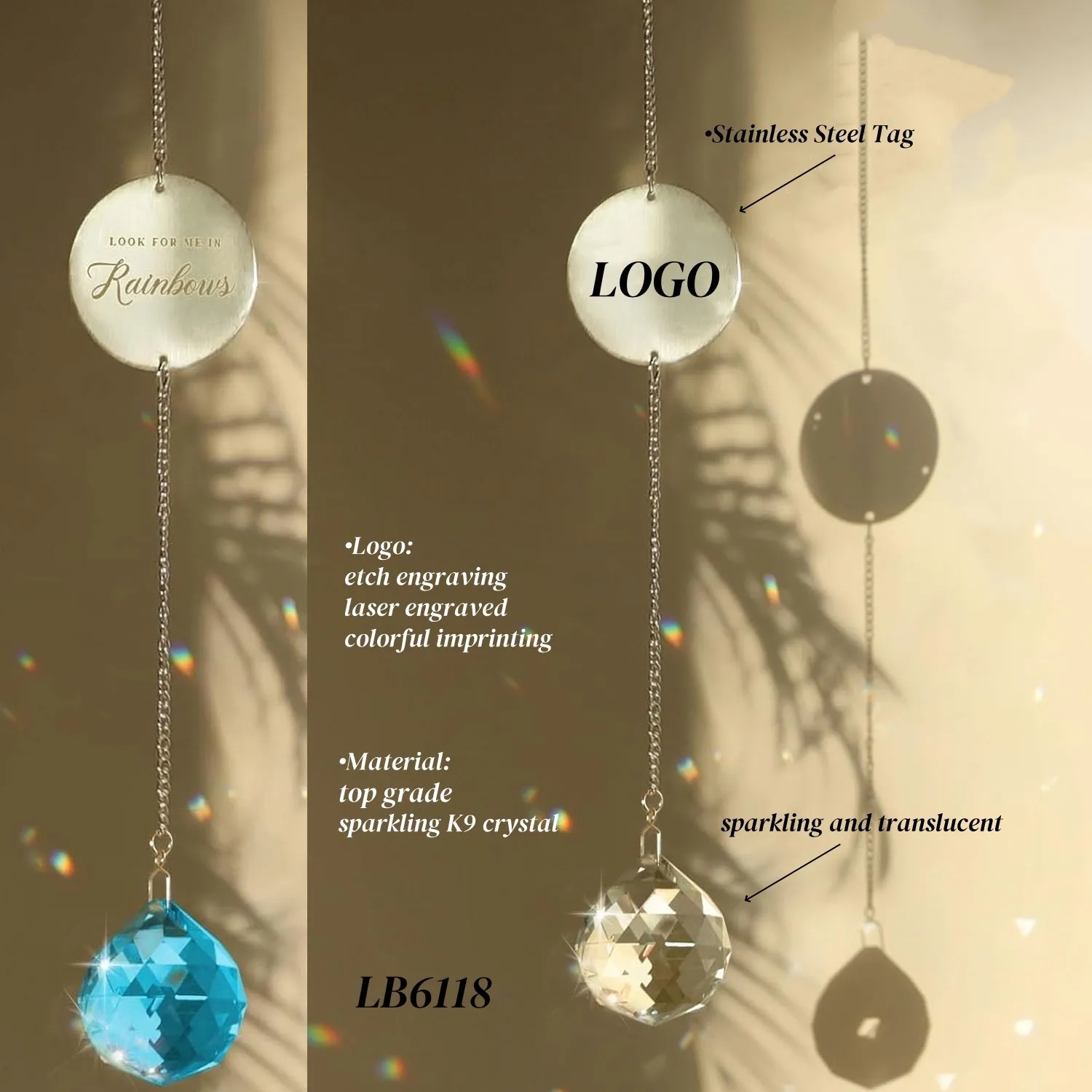 Custom Crystal Ball Christmas Ornaments Prism Suncatcher 6