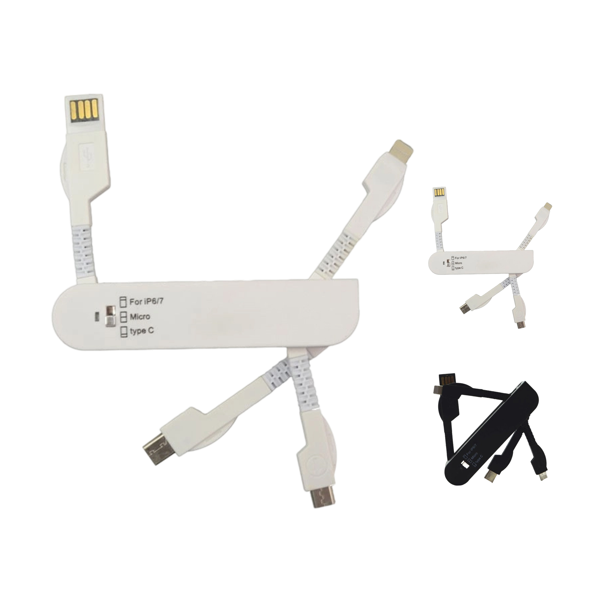 Portable Three In One Charging Lead Foldable 1" x 0.95" x 3.55" 1