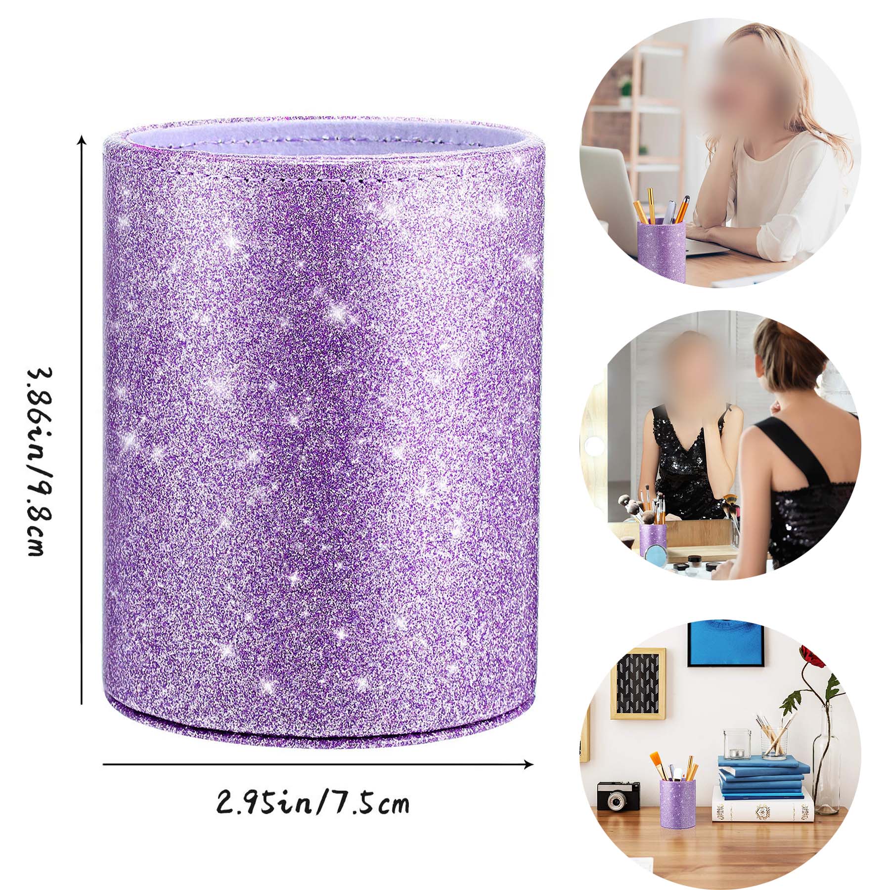 PU Glitter Pen Holder Pencil Cup 2
