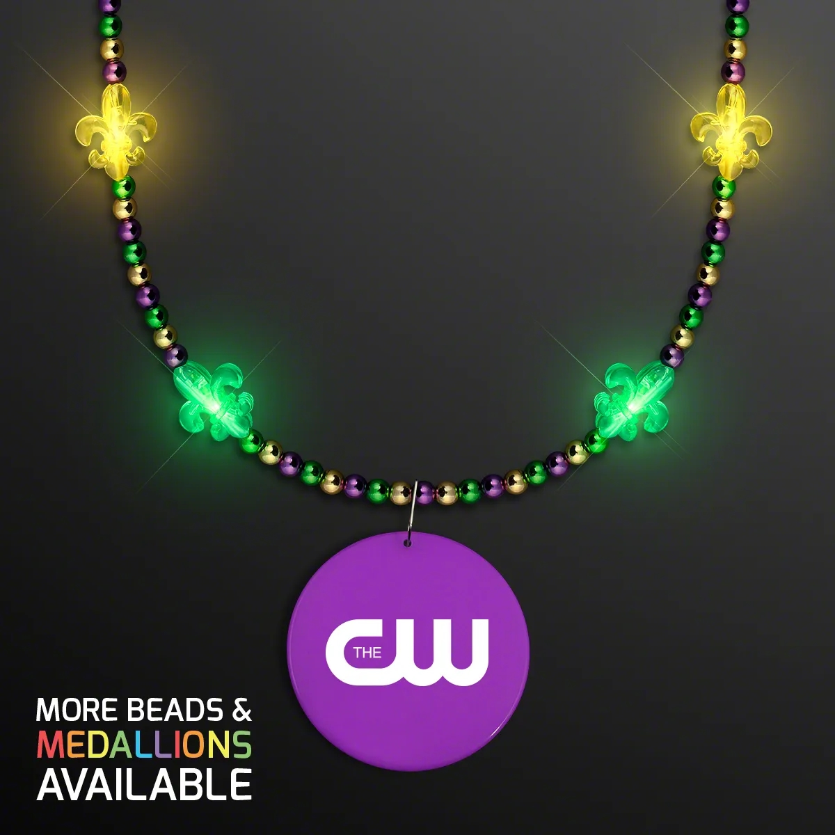Light Up Fleur de Lis Jewelry, Mardi Gras Medallion 11