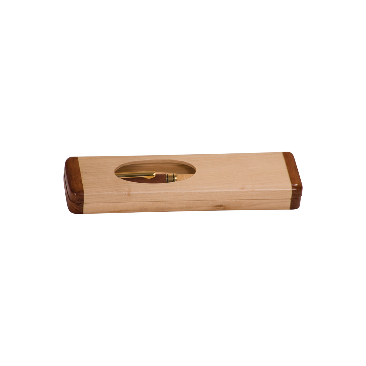 6 3/4" x 1 7/8" Maple/Rosewood Finish Single Pen Case 4