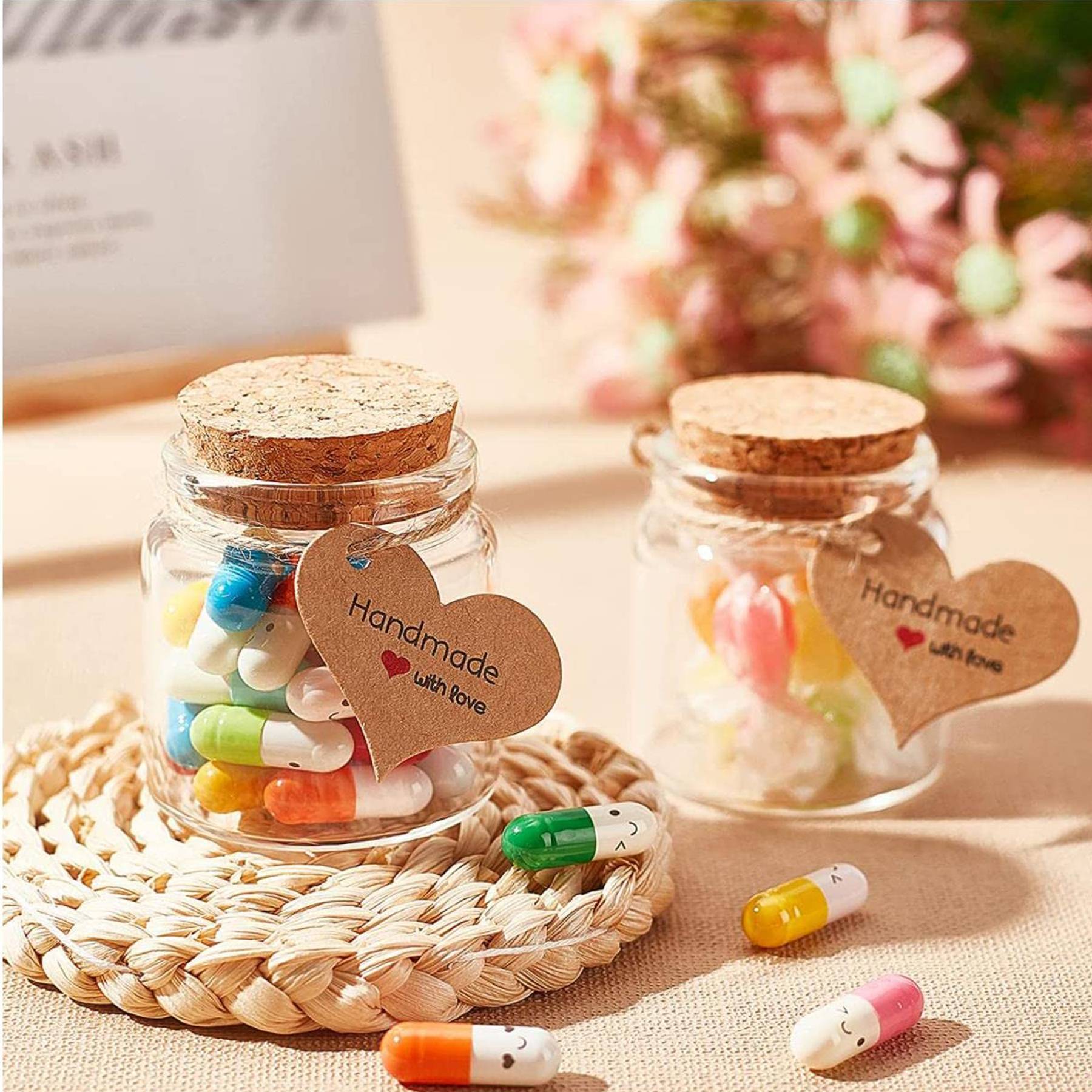 0.67oz Glass With Cork Stopper Empty Spice Bottles 6