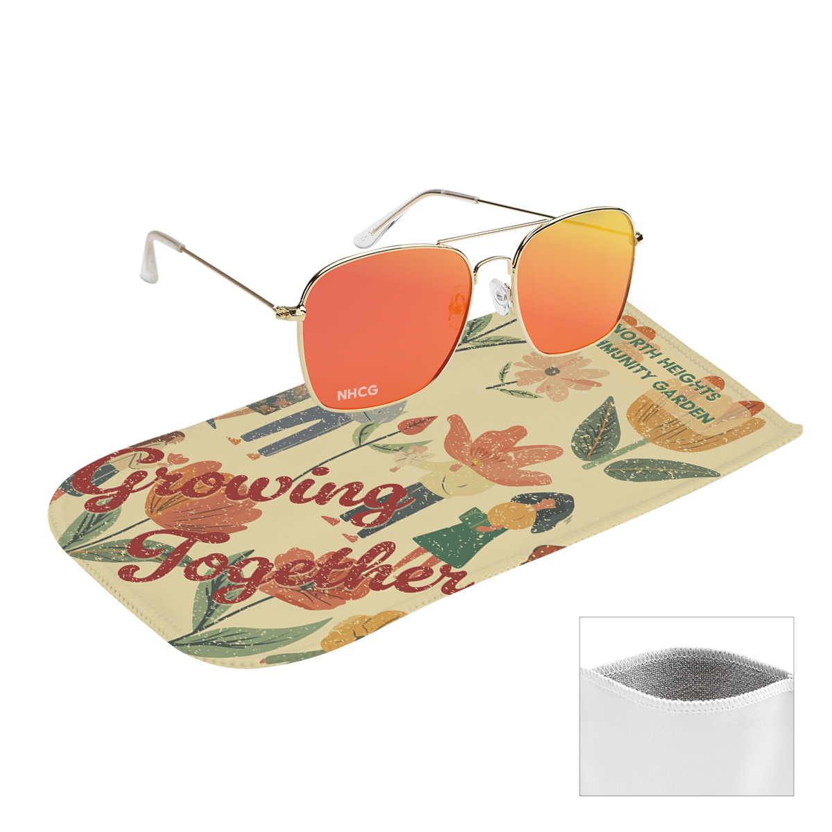 Aviator Sunglasses With rPET Microfiber Sunglass Pouch 3