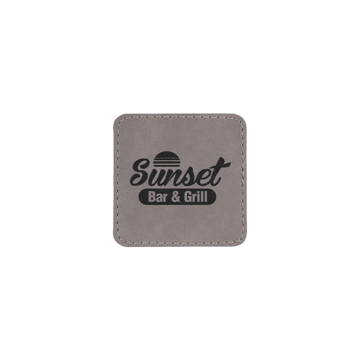 2" Gray Leatherette Square Patch with Adhesive