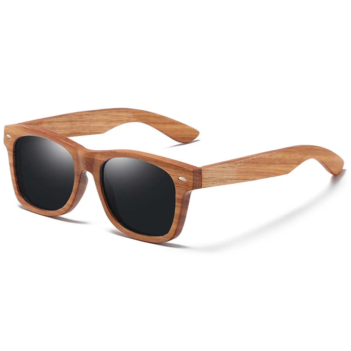 UV400 Unisex Wooden Frame Square Polarized Sunglasses 6