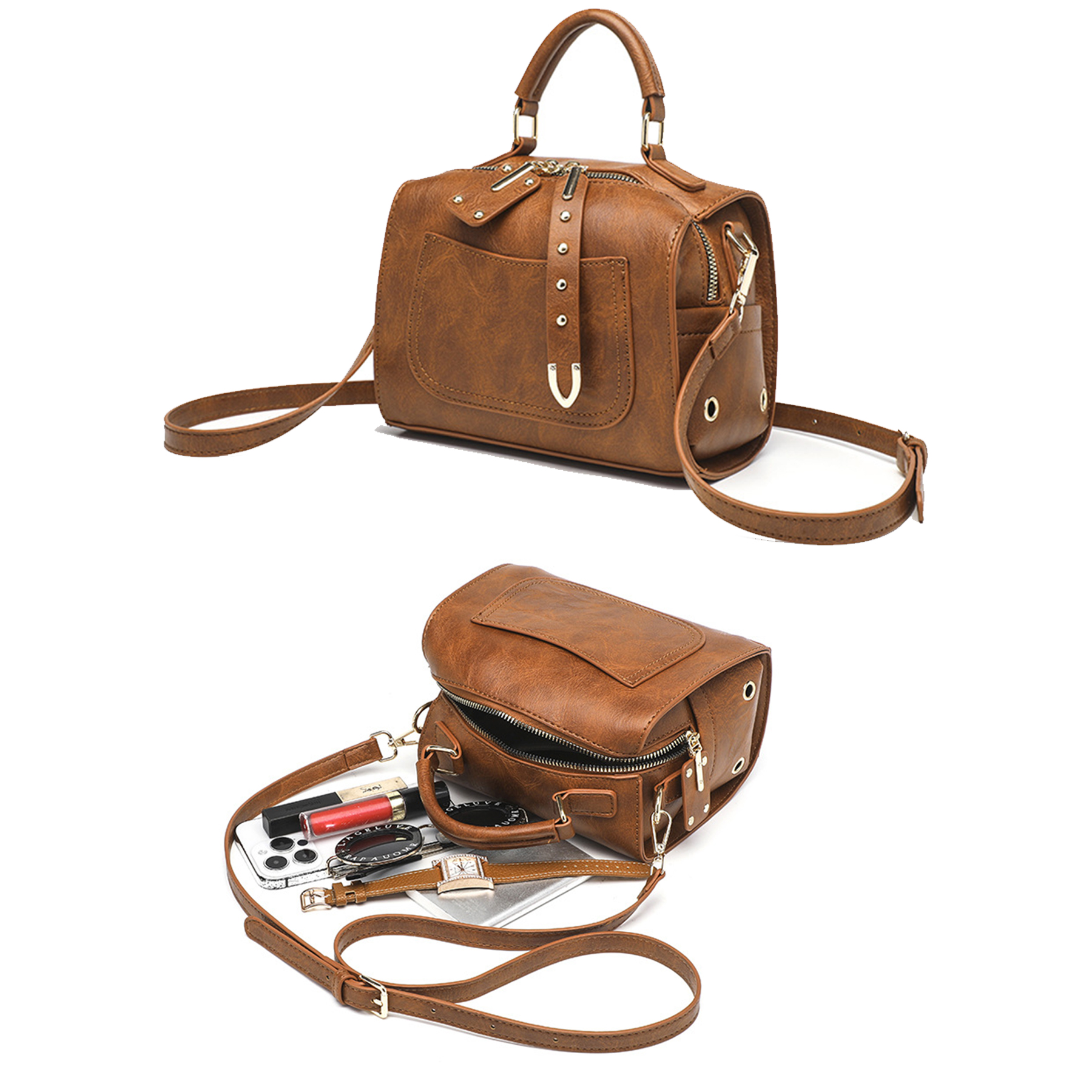 Pu Leather rivet Crossbody Bag for Women Offers Zipper 2