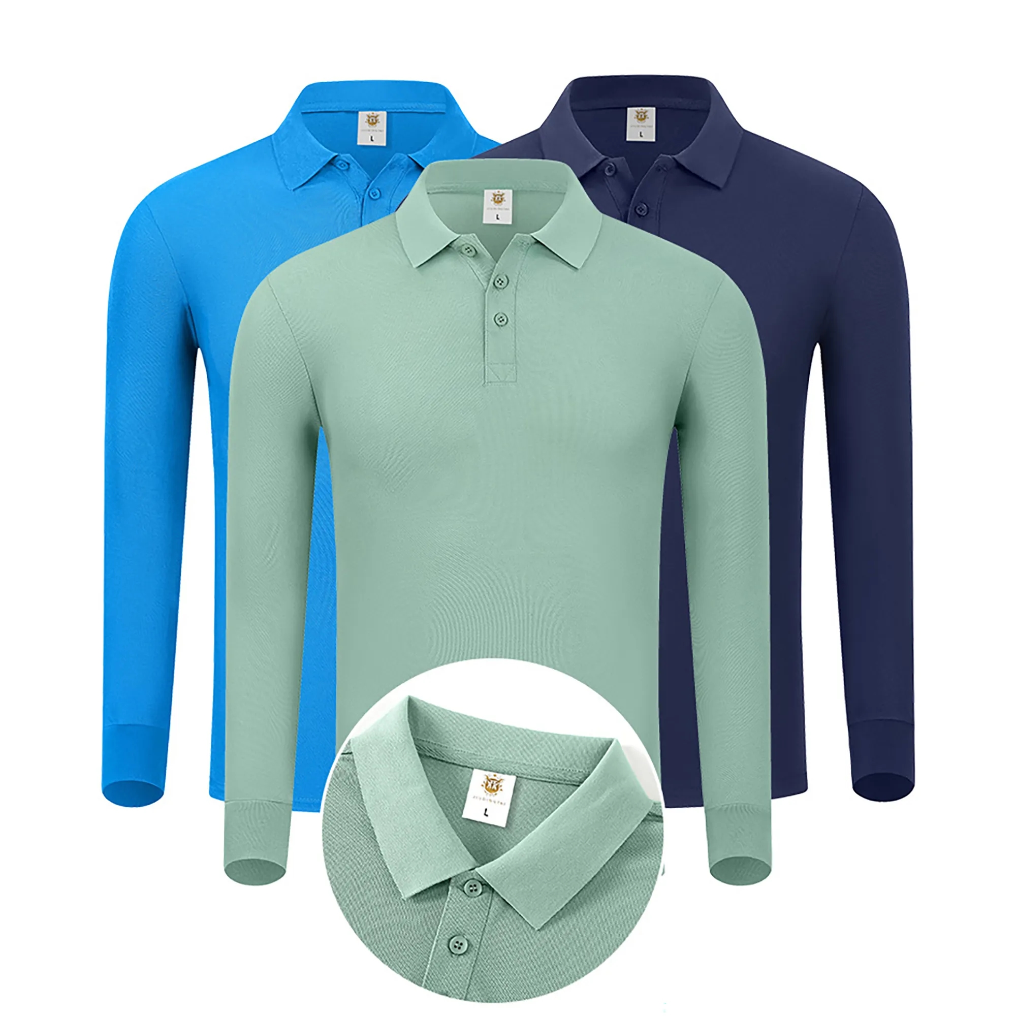Custom Cotton Long-sleeved Polo Shirt Low Moq 4